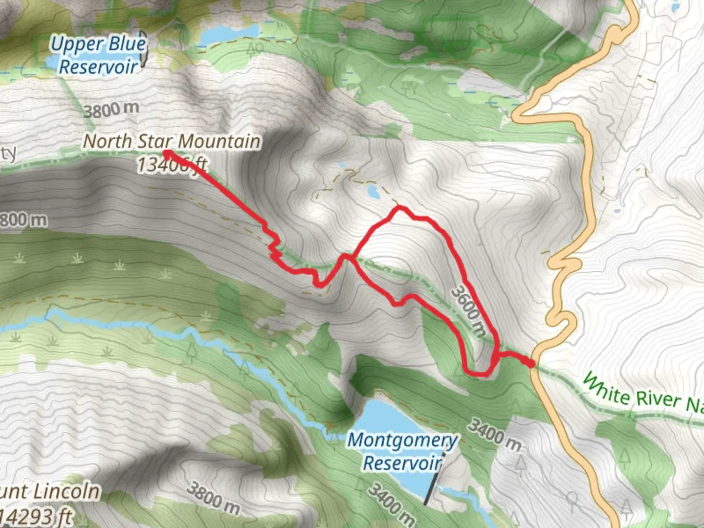 An image depicting the trail North Star Mountain Loop and its surrounding area.