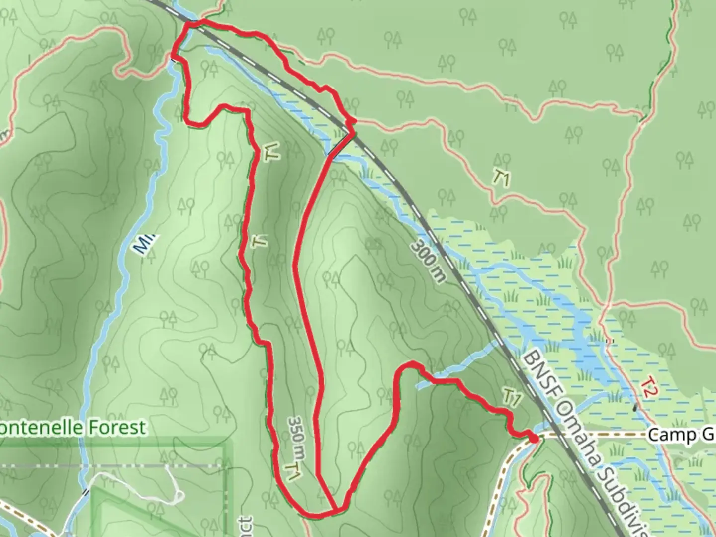 An image depicting the trail Oak and Handsome Hollow Loop Trail and its surrounding area.