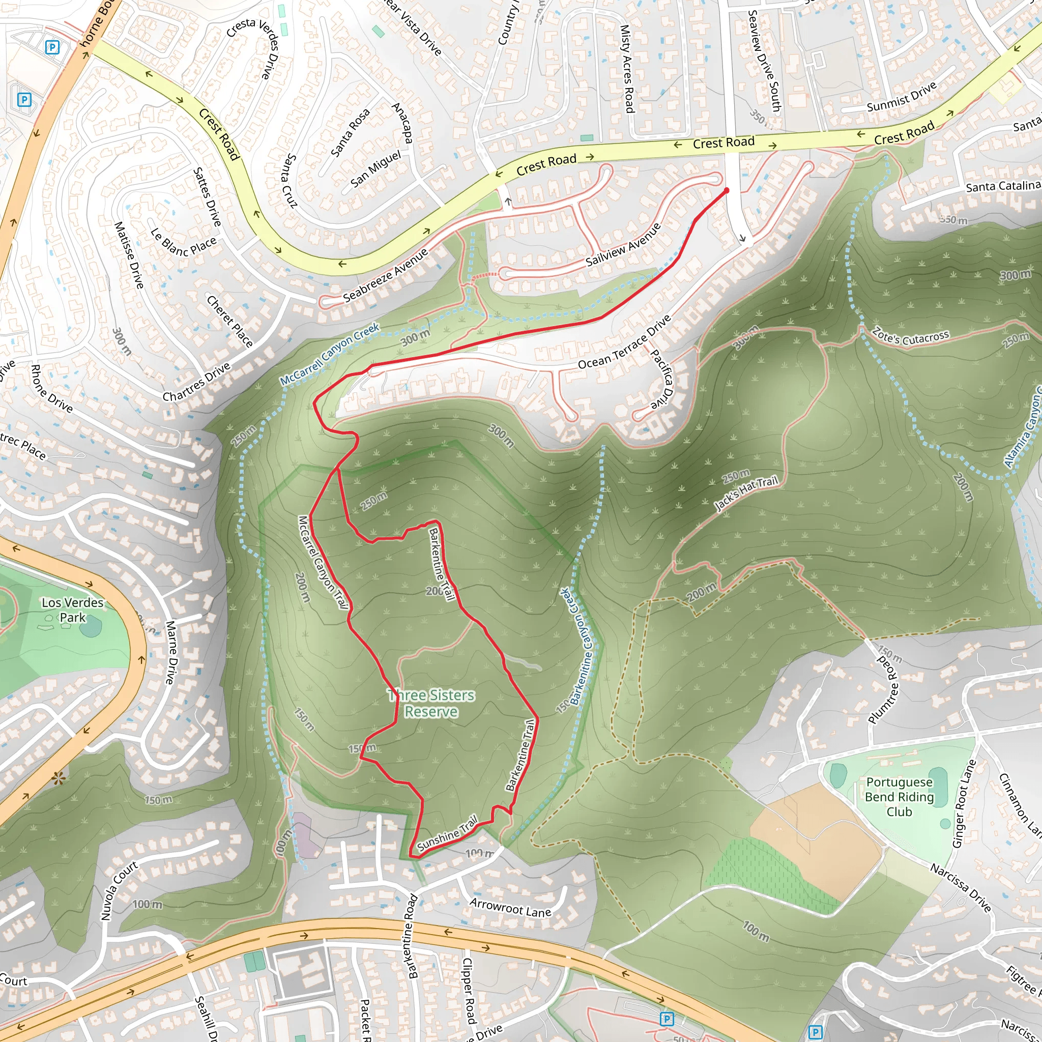 Barkentine Trail and Three Sisters Trail Loop mobile static map