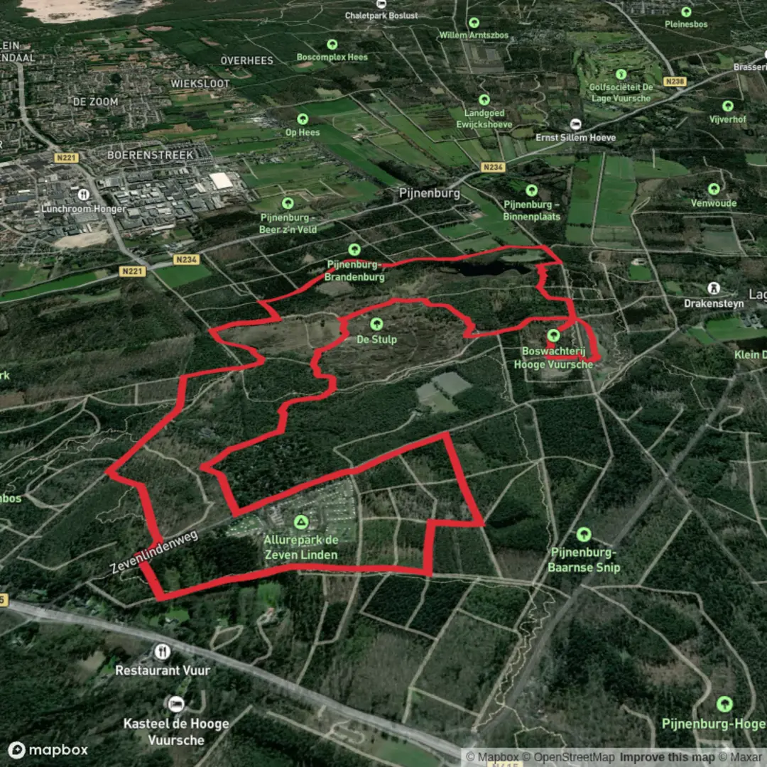 An image depicting the trail Utrechtpad and Trekvogelpad Loop and its surrounding area.
