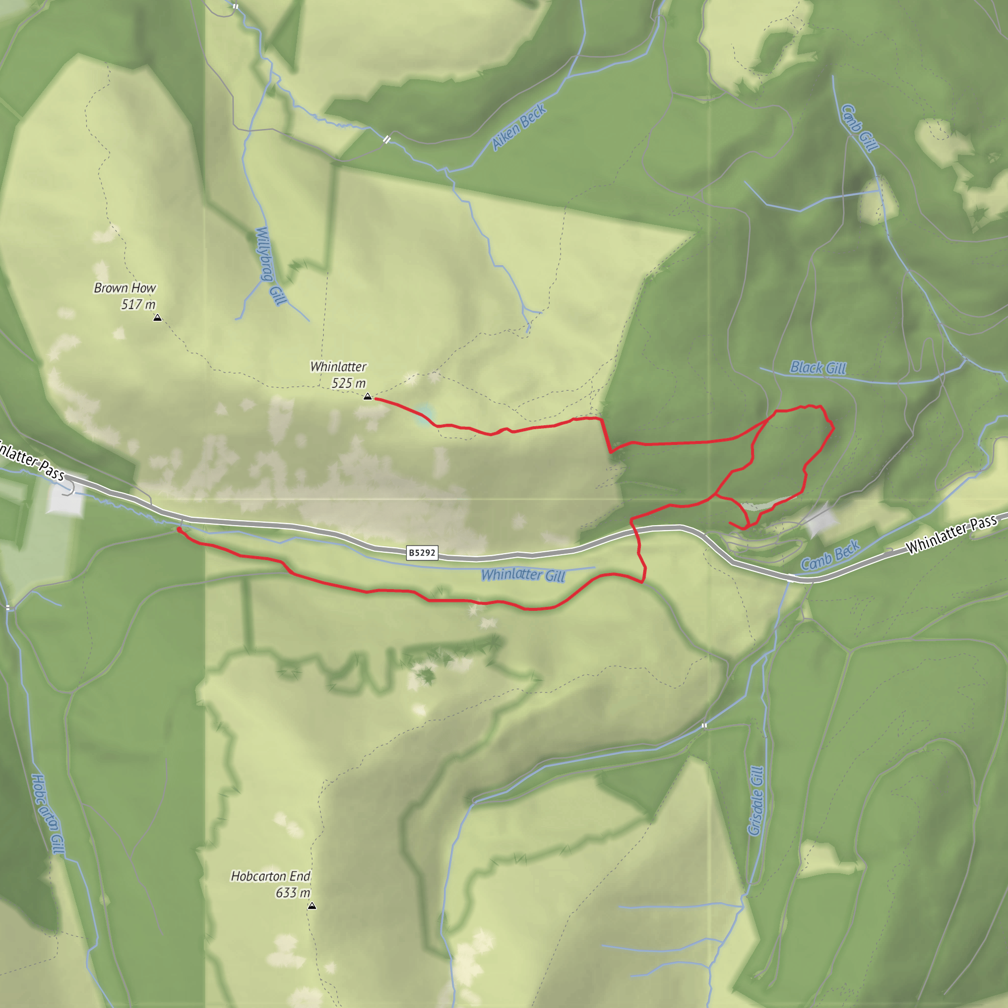 Whinlatter fell from Hobcarton mobile static map