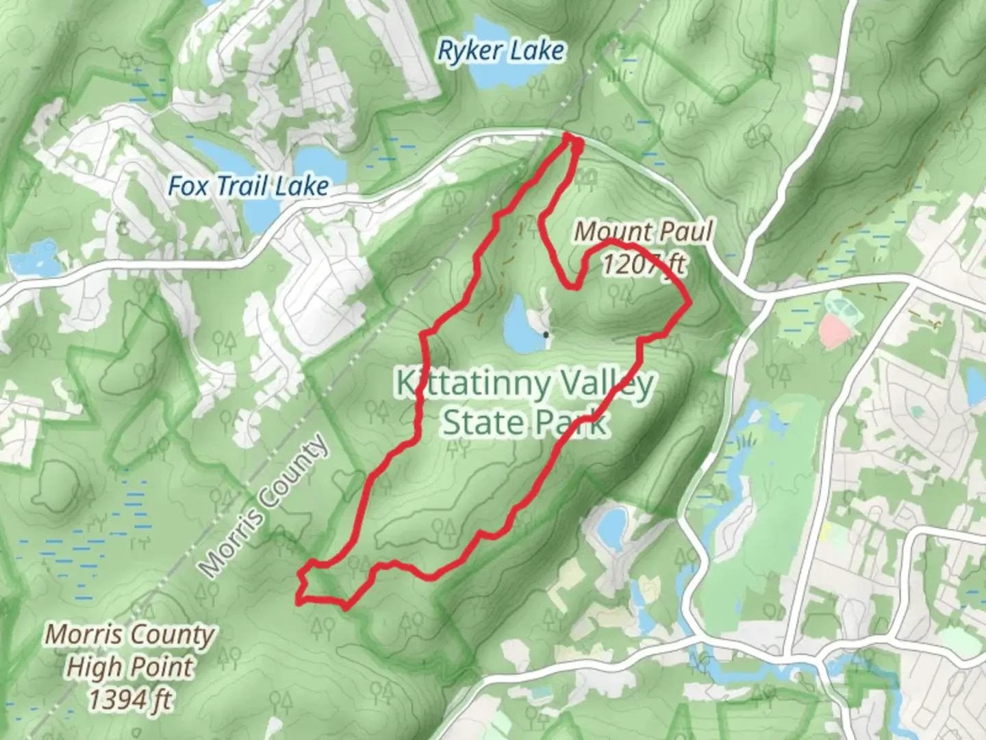 An image depicting the trail Highlands, White and Mount Paul Loop Trail and its surrounding area.