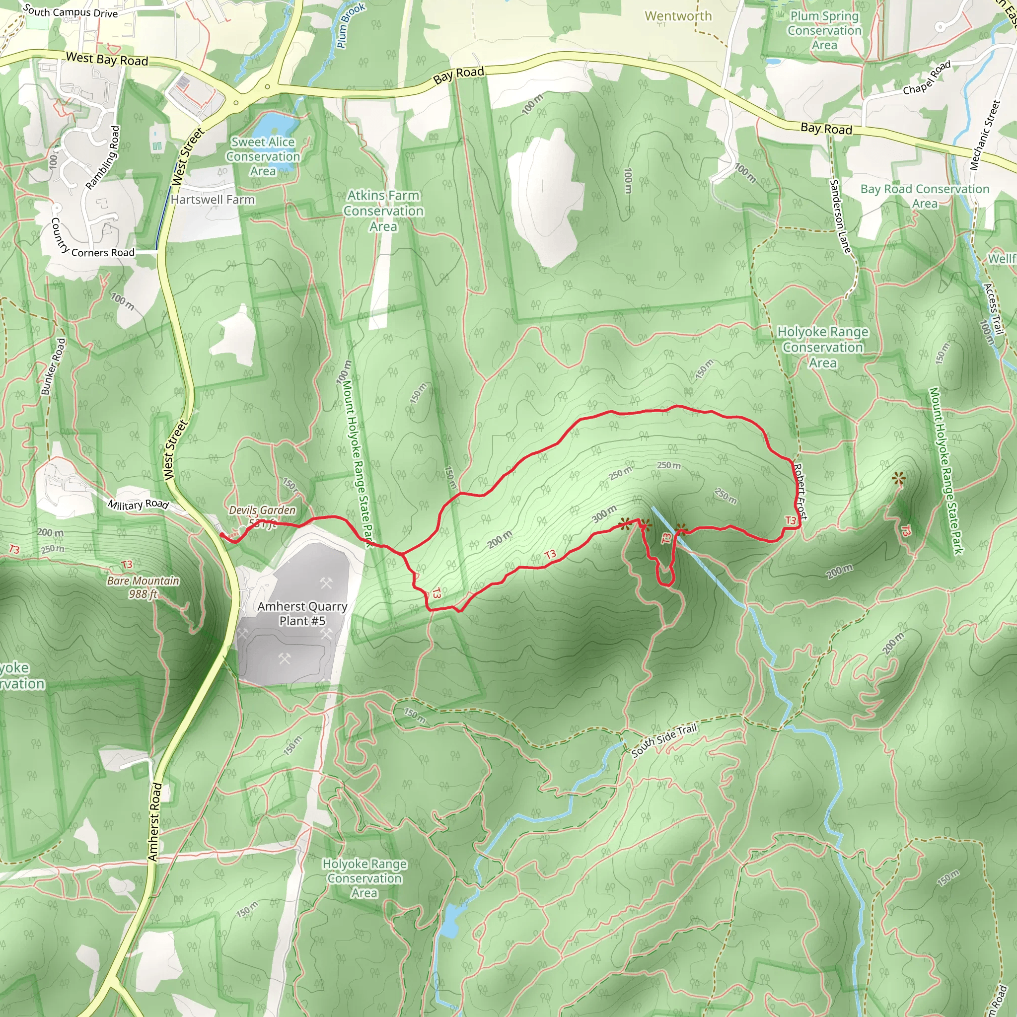 Mount Norwottock via Robert Frost Trail mobile static map