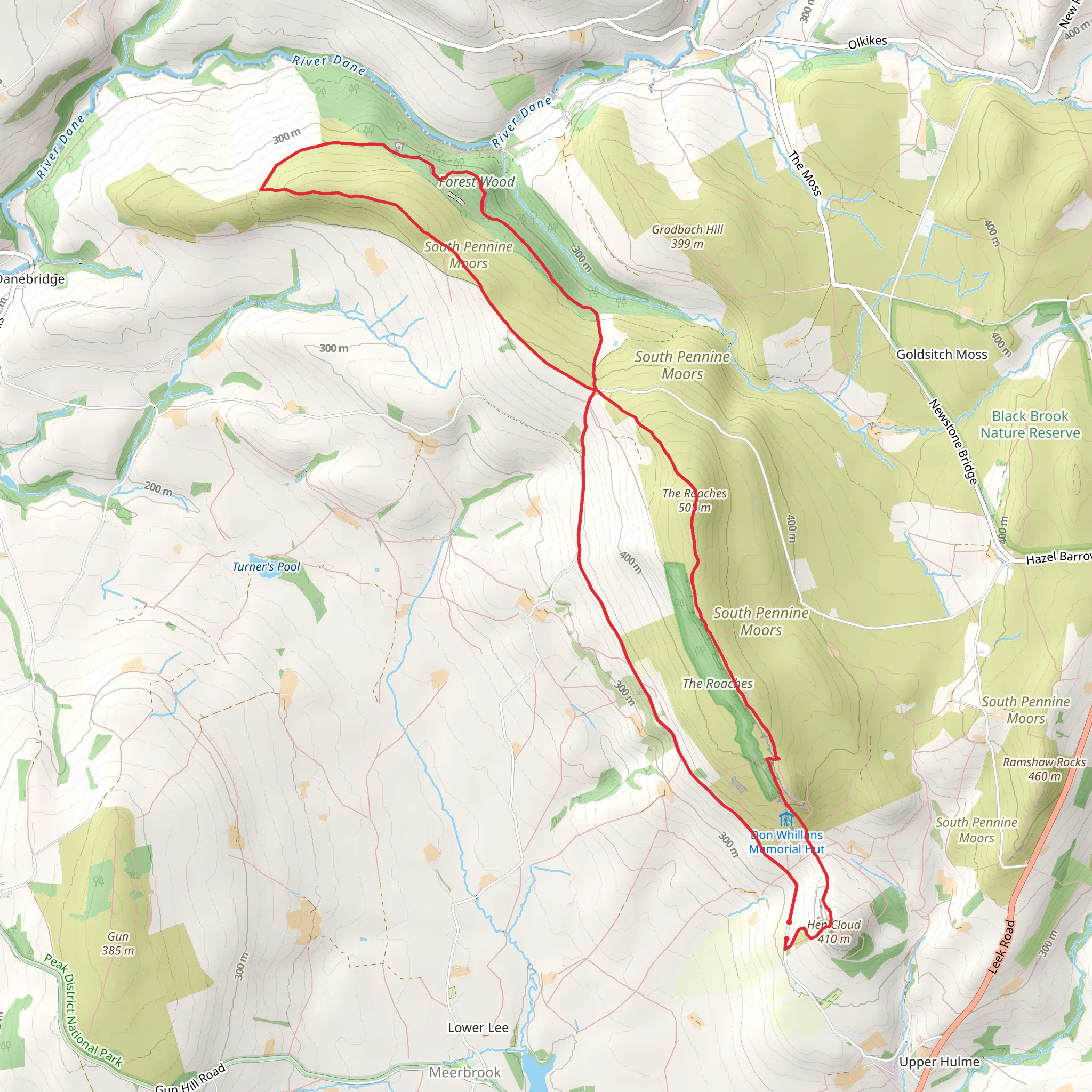 The Roaches Walk and Lud's Church mobile static map