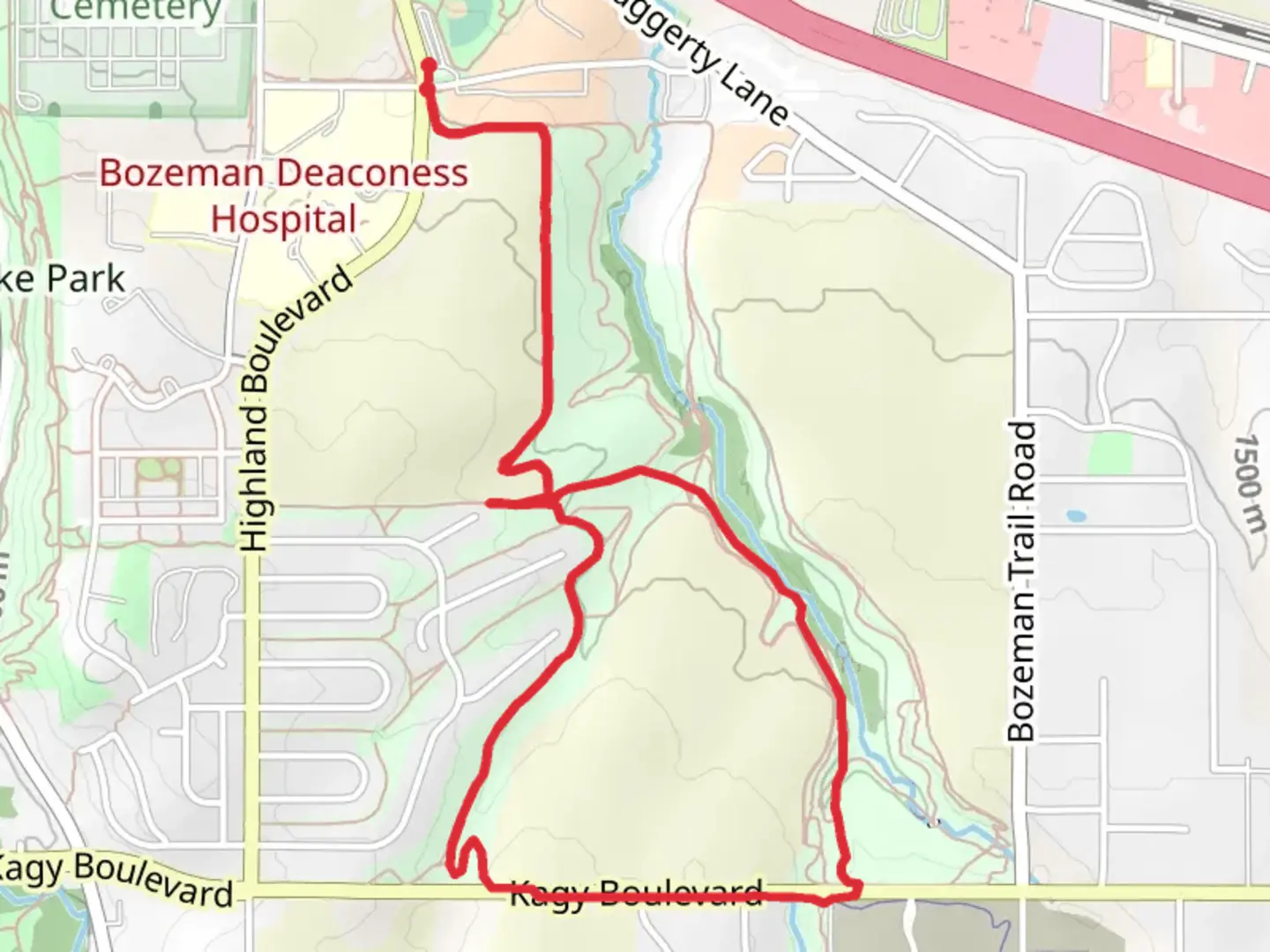 An image depicting the trail Ranch and Kagy Loop and its surrounding area.