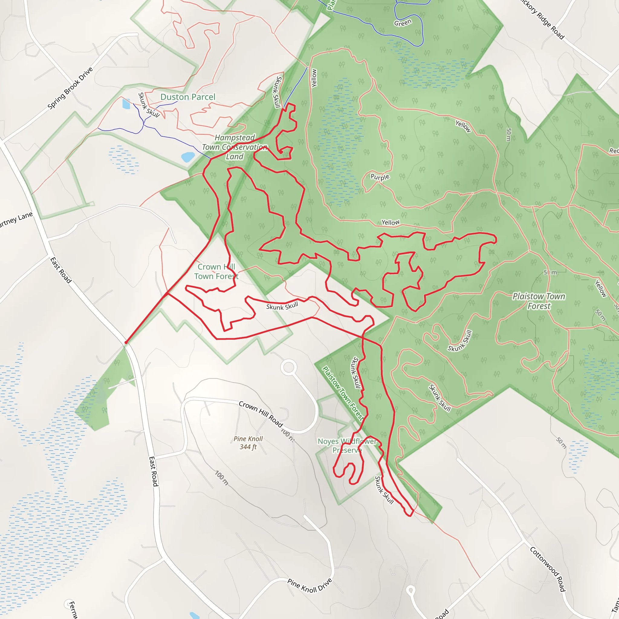 Greenbelt B and Noyes Wildflower Preserve via Skunk Skull mobile static map