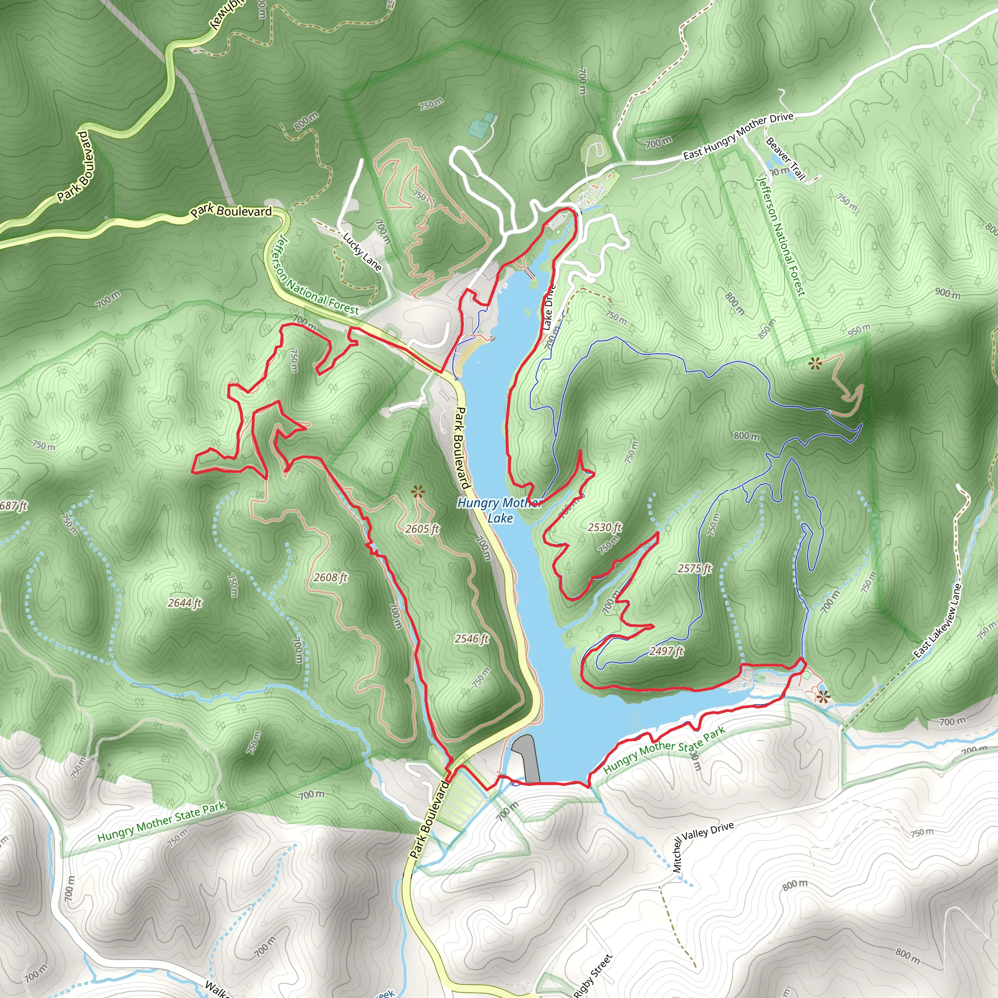 Hungry Mother Lake Loop mobile static map