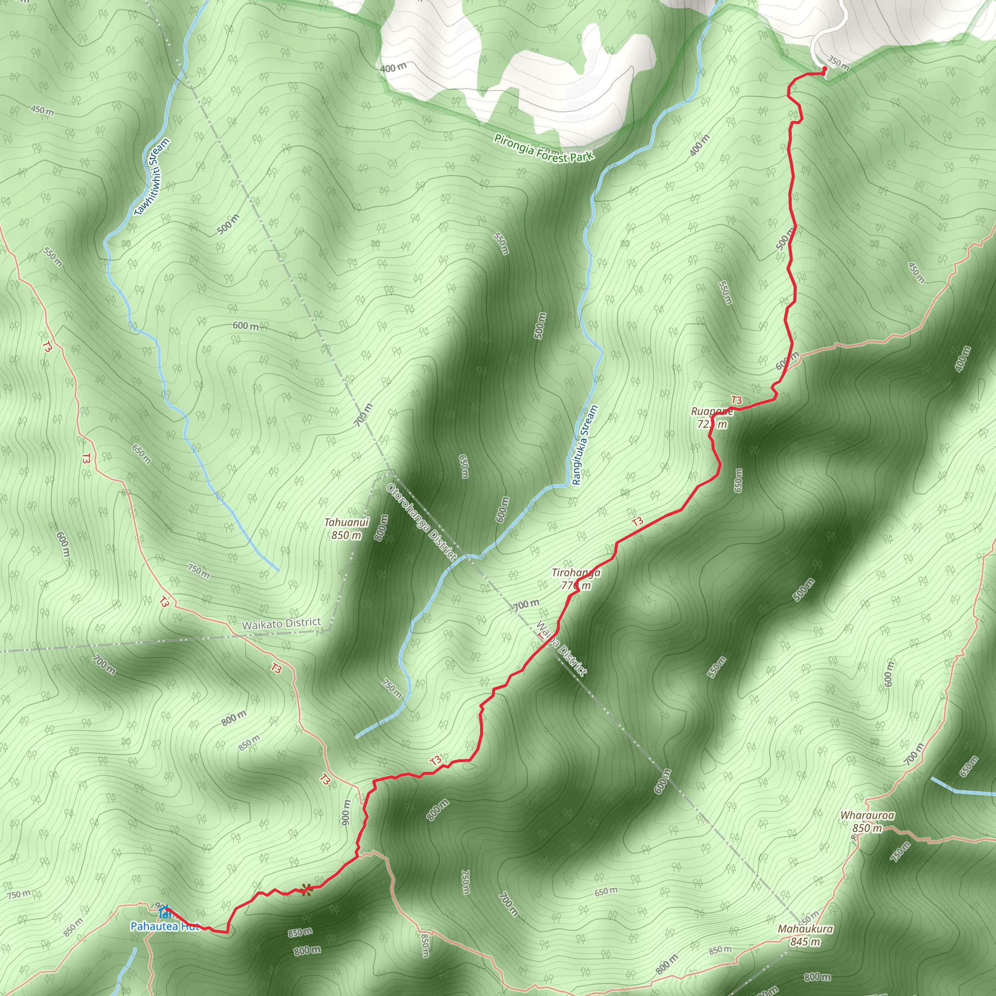 Pahautea Hut via Tirohanga Track mobile static map