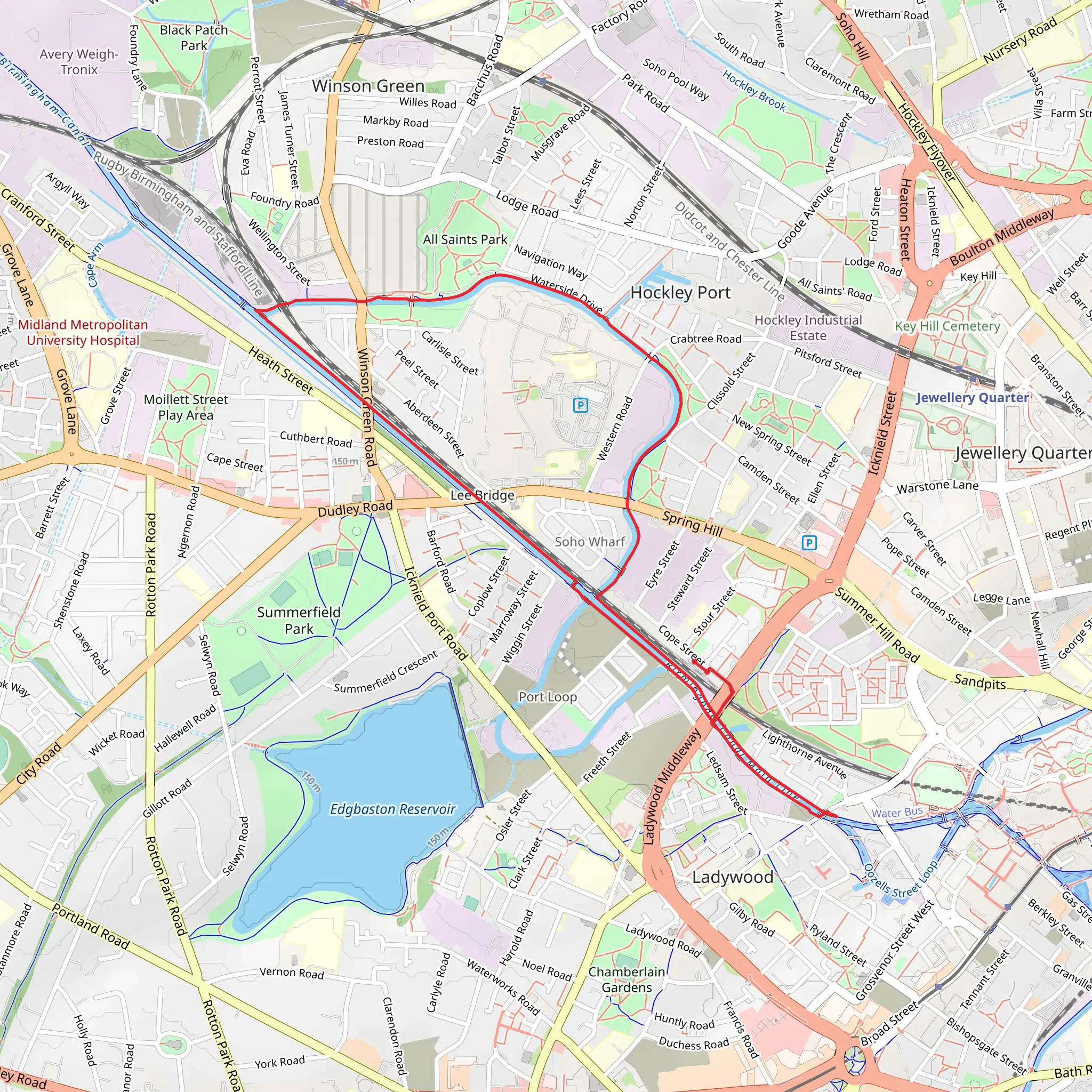 Birmingham Canal Main Lane and Norman Street Loop mobile static map