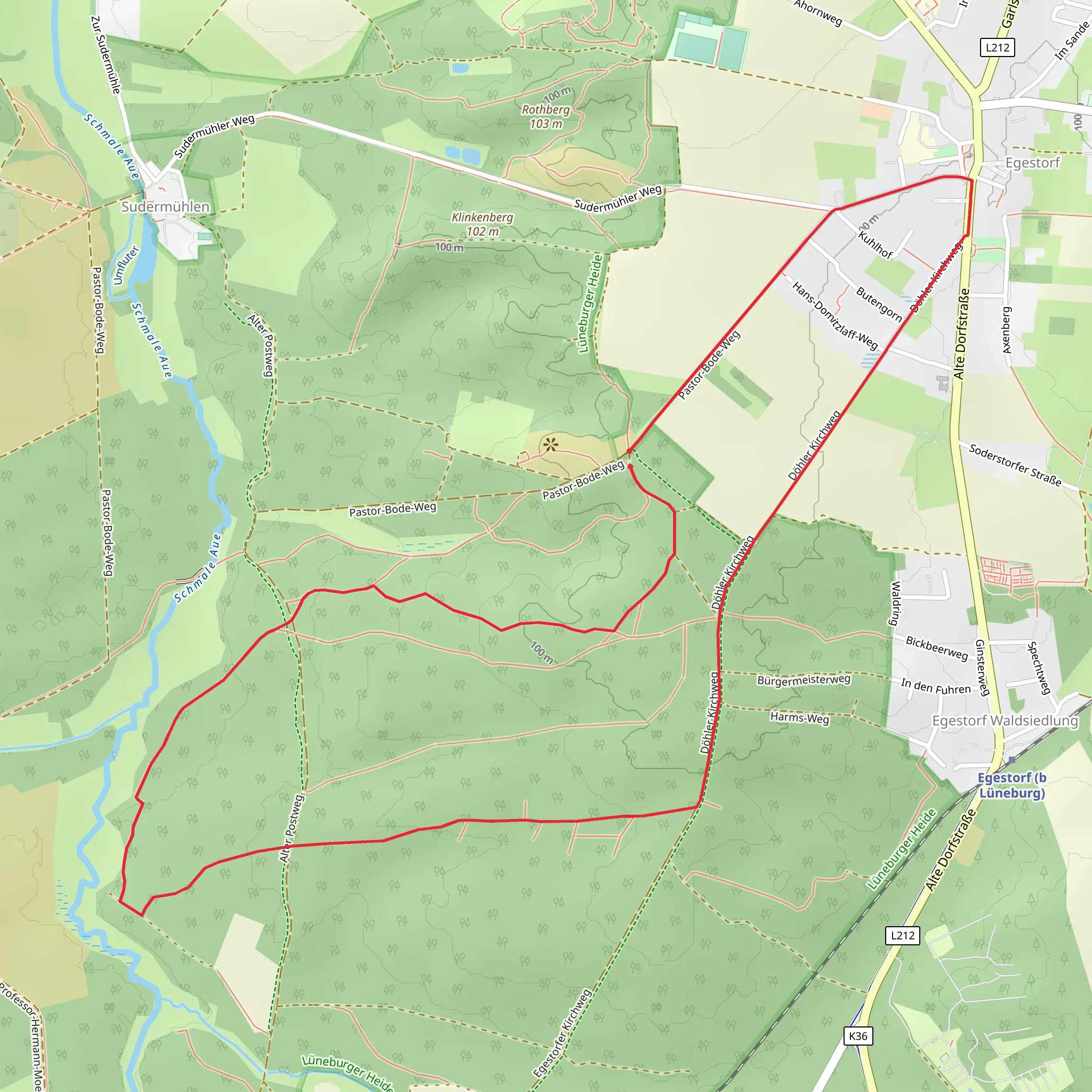 Pastor Bode Wanderweg and Egestorf Loop mobile static map