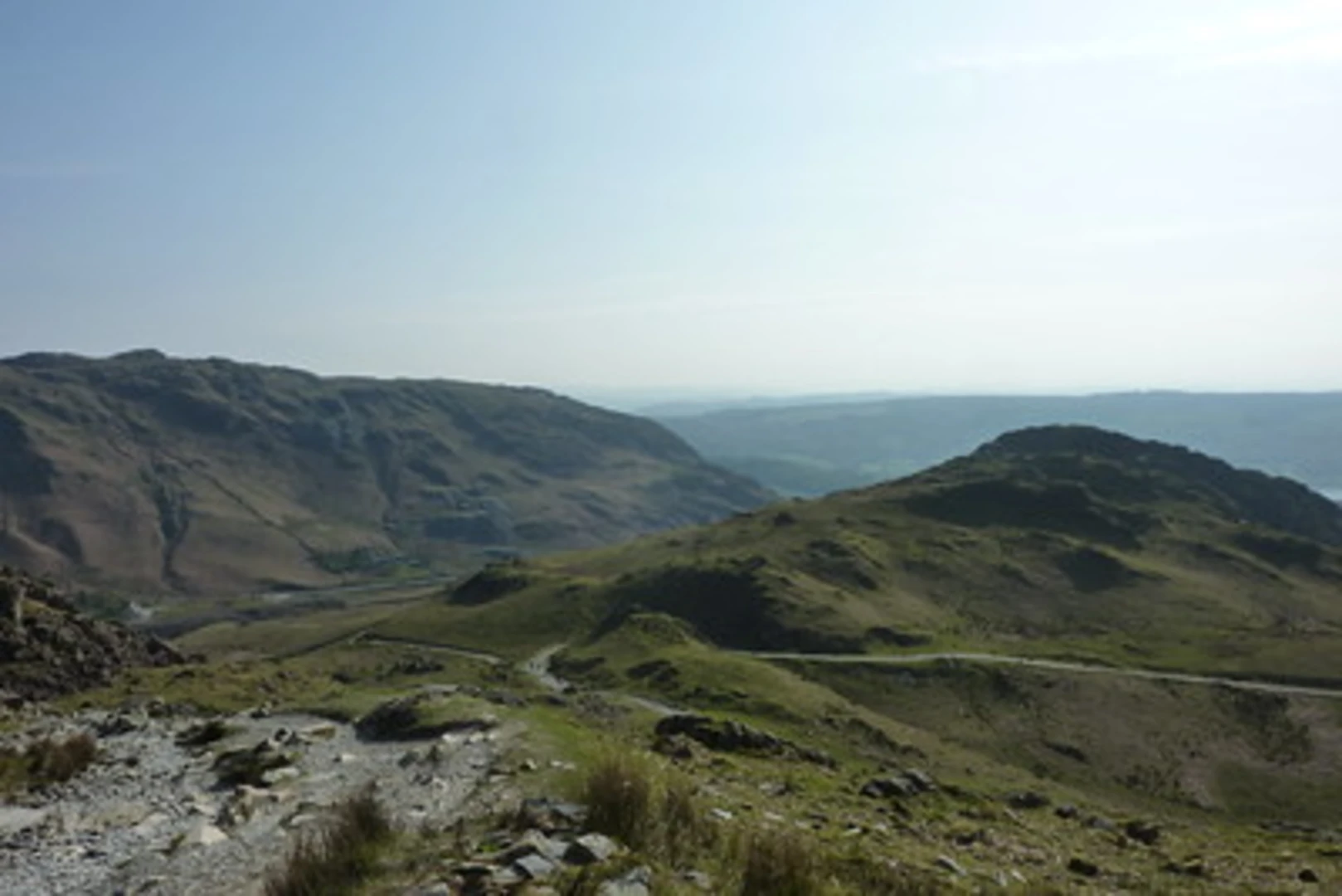 An image depicting the trail Levers Water, Brim Fell and Old Man of Coniston and its surrounding area.
