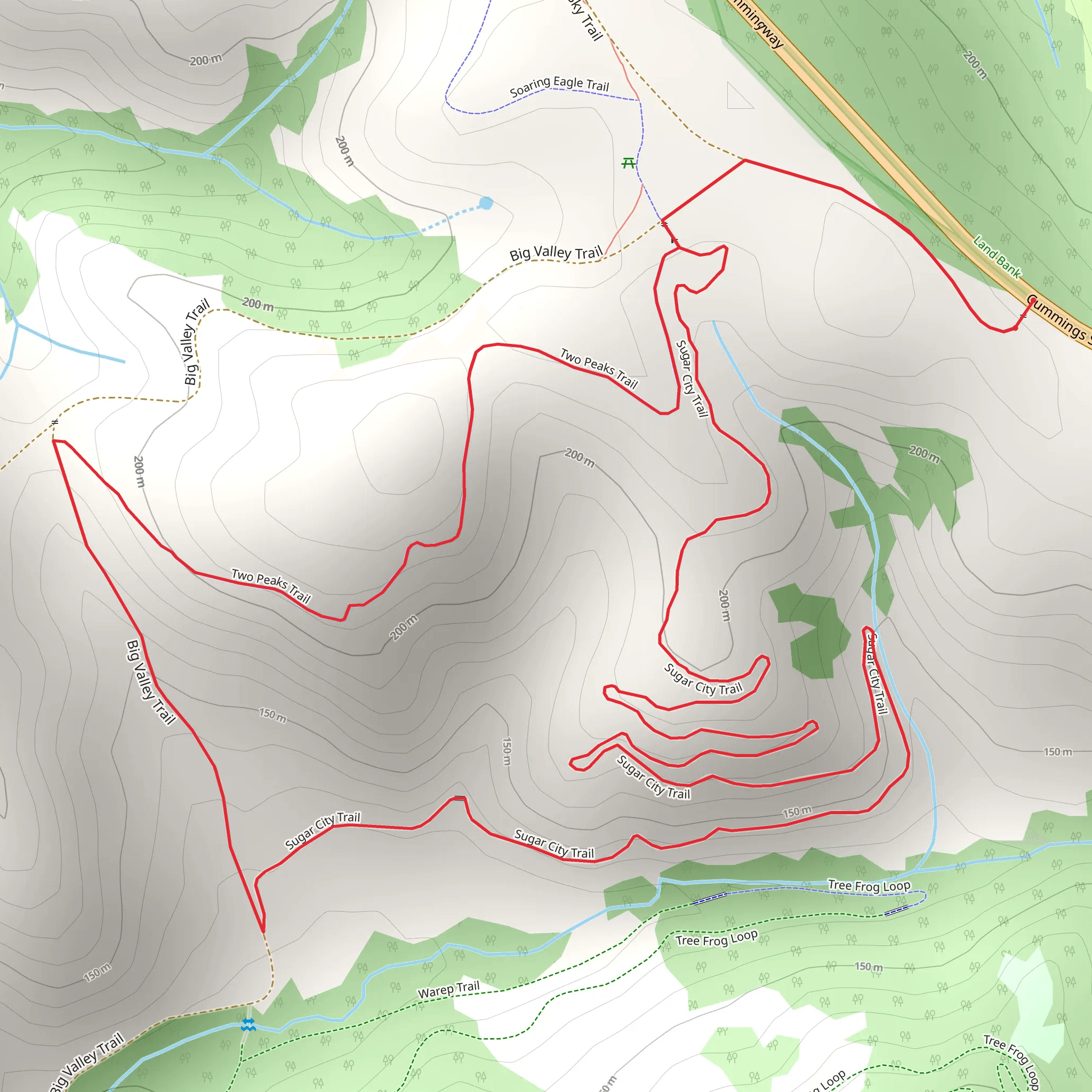 Sugar City and Two Peaks Loop Trail mobile static map