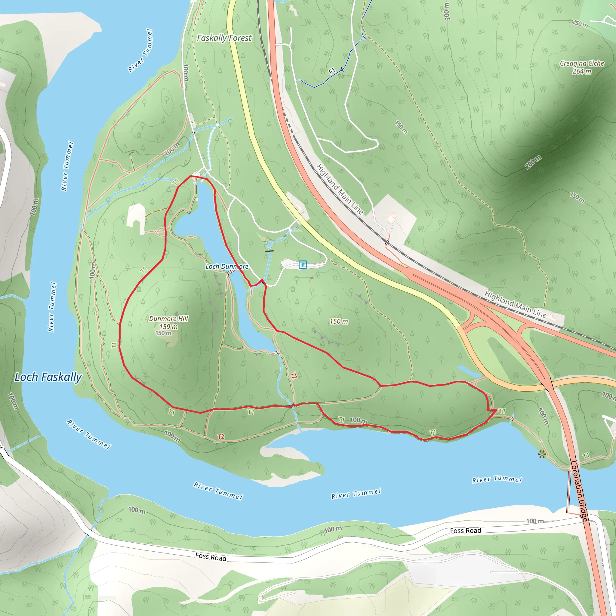 Loch Dunmore via Foresters' Loop Trail mobile static map