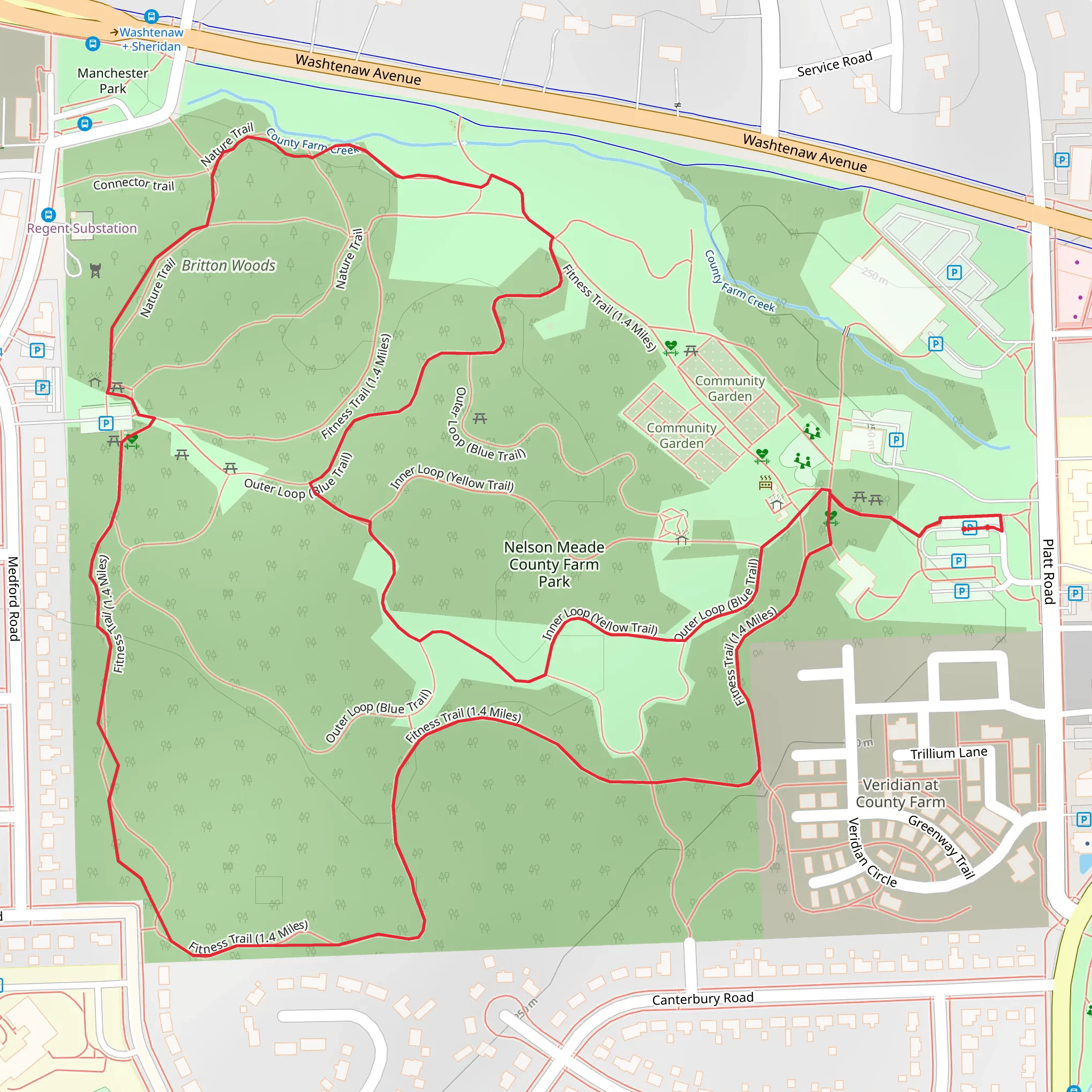 Fitness and Outer Loop Trail mobile static map
