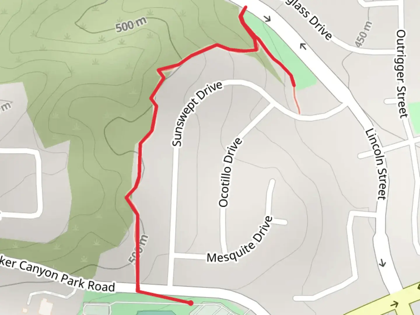 An image depicting the trail Oak Tree Park and its surrounding area.