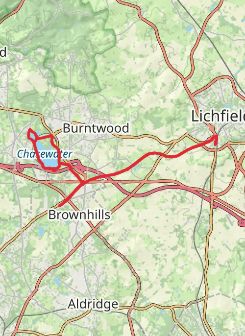 Chasewater to Lichfield  mobile static map