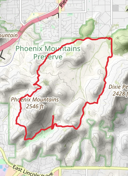 circumference, Quartz Ridge and Dixie Peak Loop Trail mobile static map