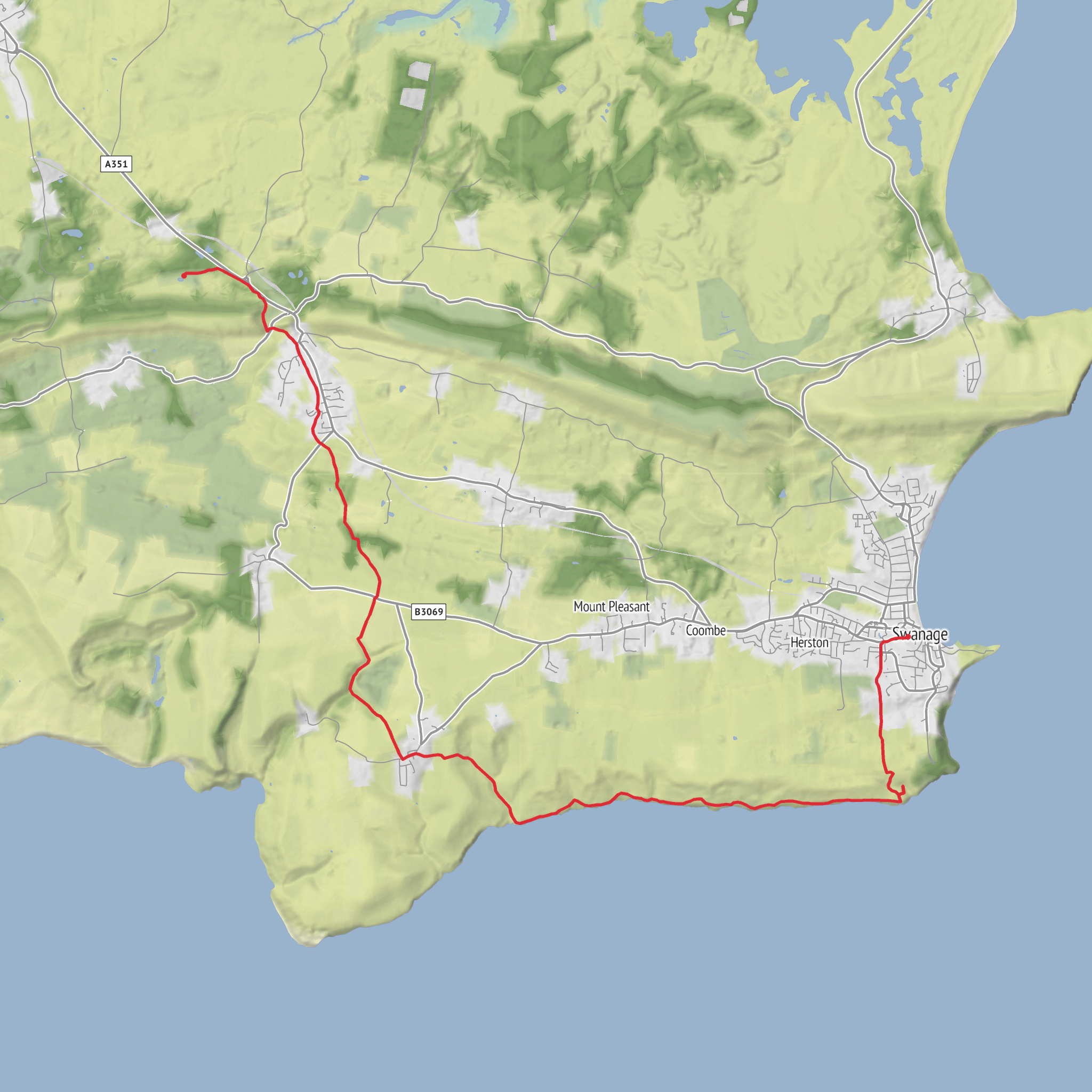 Corfe Castle, Seacombe Cliff and Anvil Point mobile static map