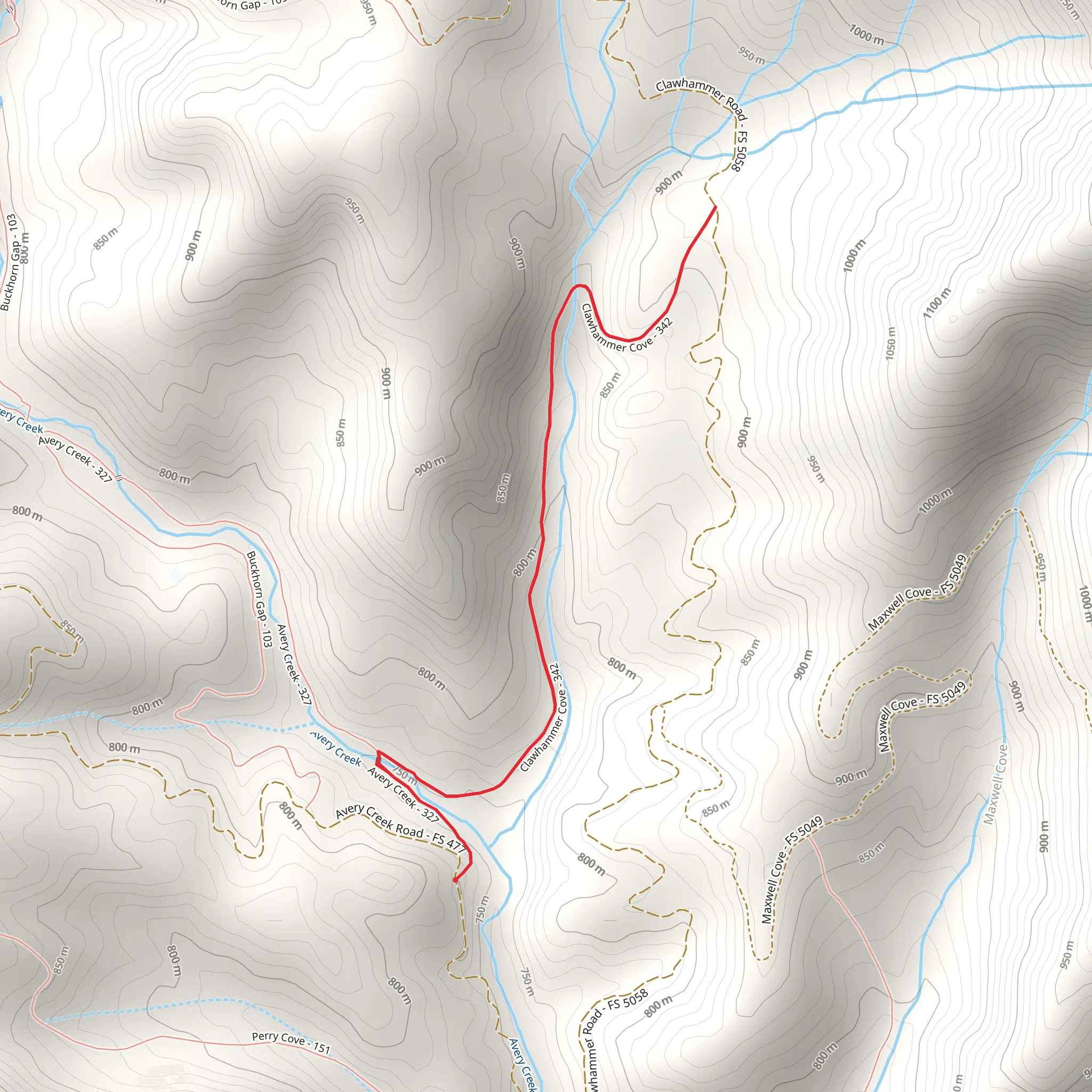 Clawhammer Cove from Avery Creek Road mobile static map