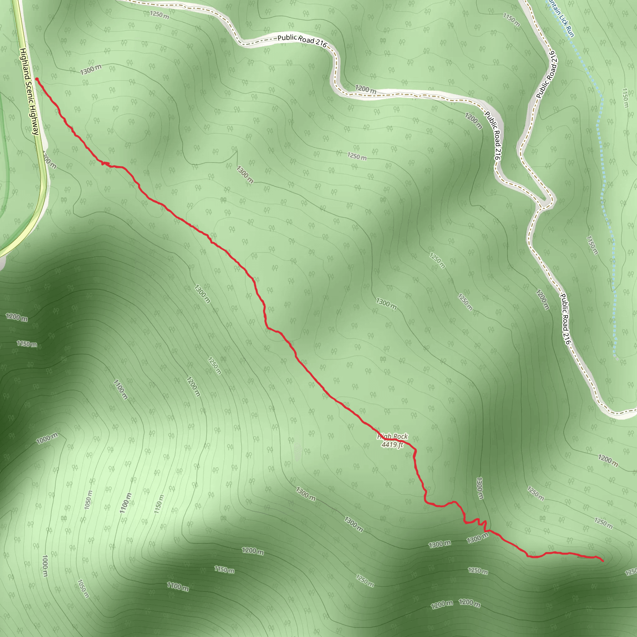High Rocks Trail mobile static map