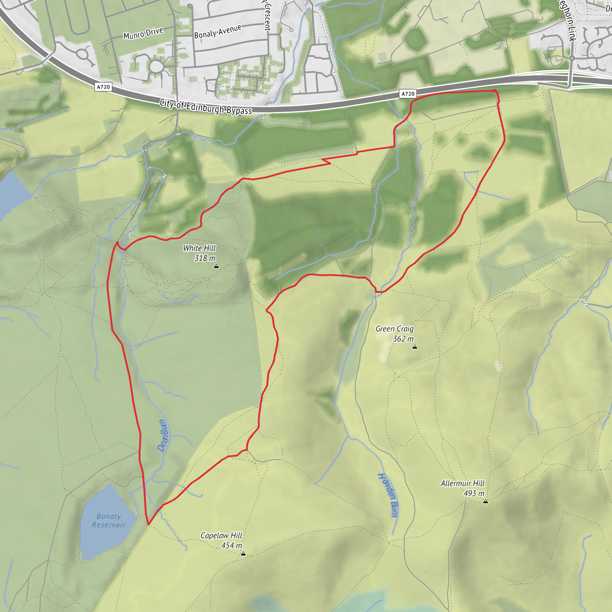 Bonaly Reservoir and White Hill Loop mobile static map
