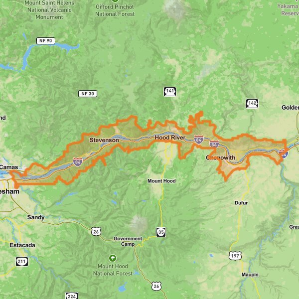 Columbia River Gorge National Scenic Area mobile static map