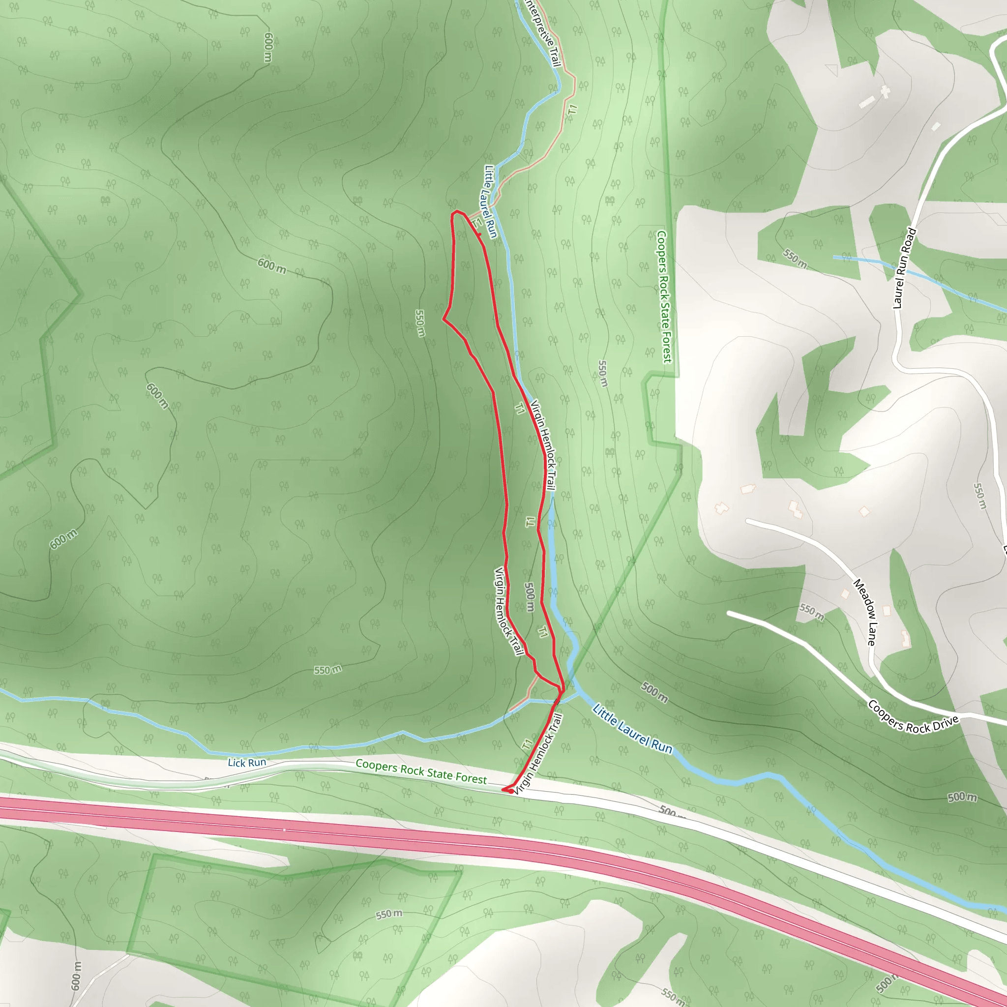 Virgin Hemlock Loop Trail mobile static map