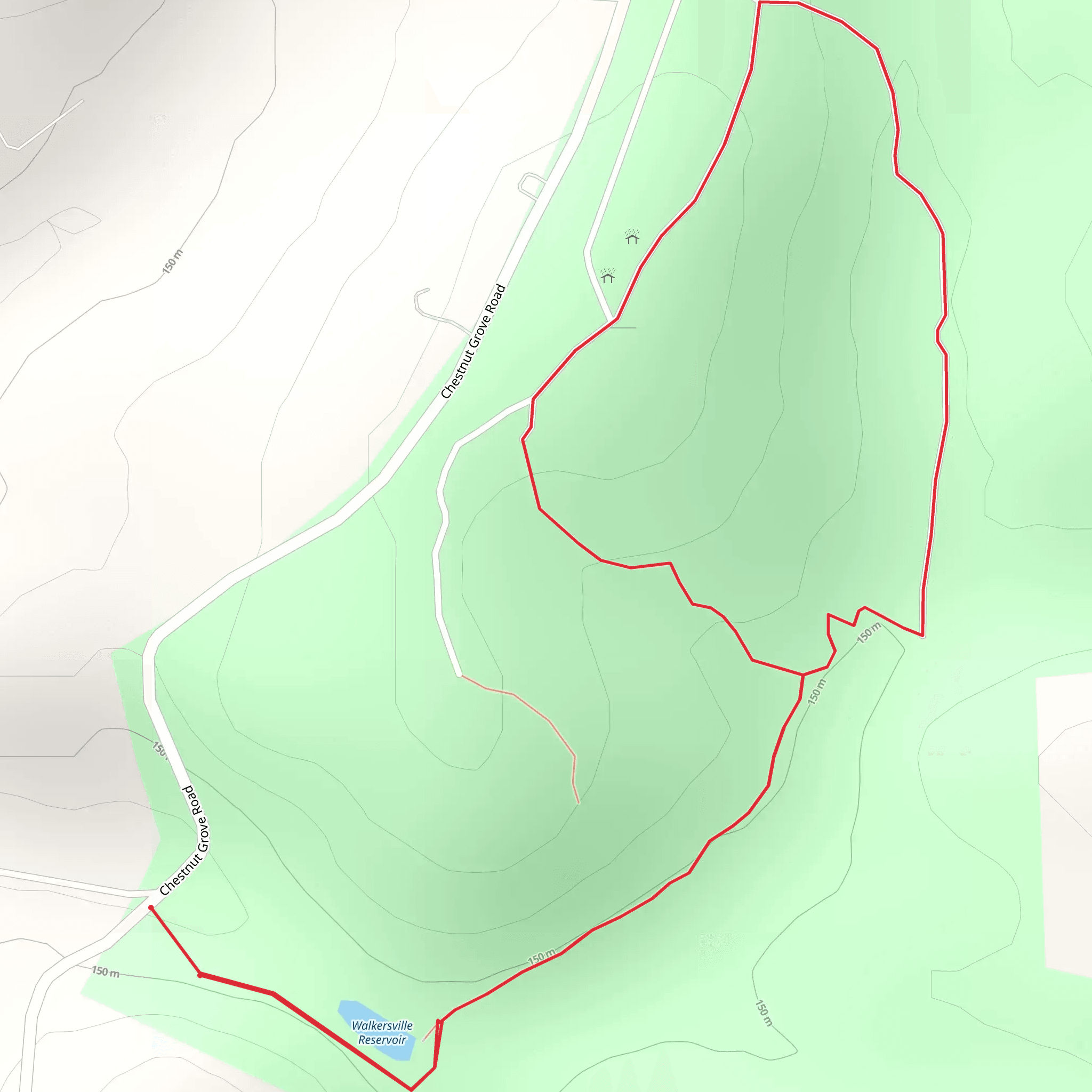 Walkersville Reservoir and Walkersville Watershed Loop mobile static map