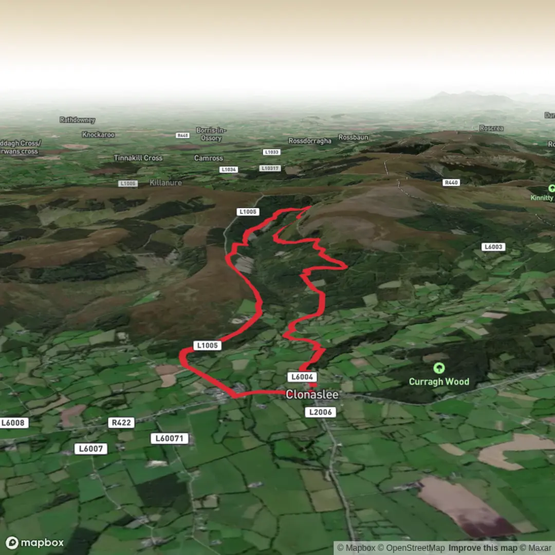An image depicting the trail Glendineoregan Long Loop and its surrounding area.