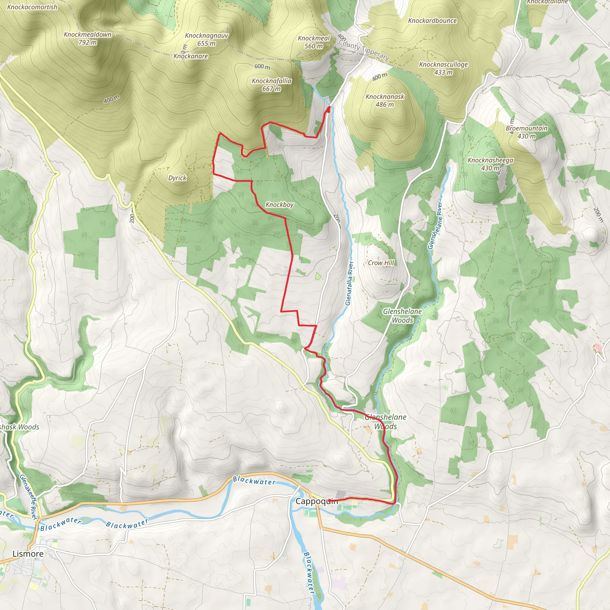 Byrne's Bridge to Cappoquin mobile static map