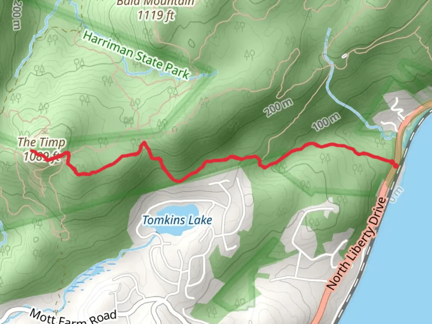 An image depicting the trail The Timp Summit via 1777 Trail and its surrounding area.