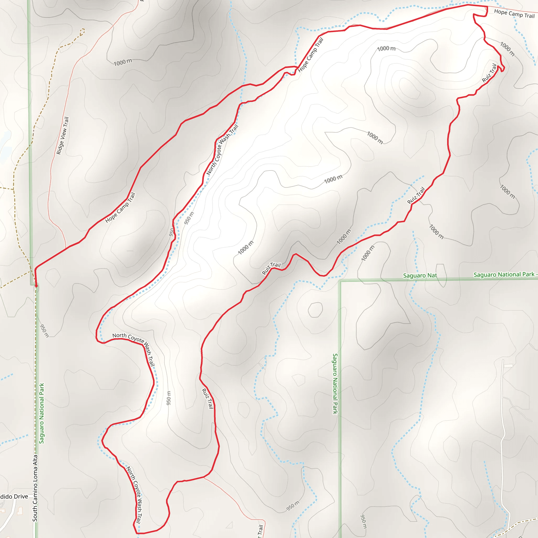 Hope Camp, North Coyote Wash and Ruiz Loop Trail mobile static map