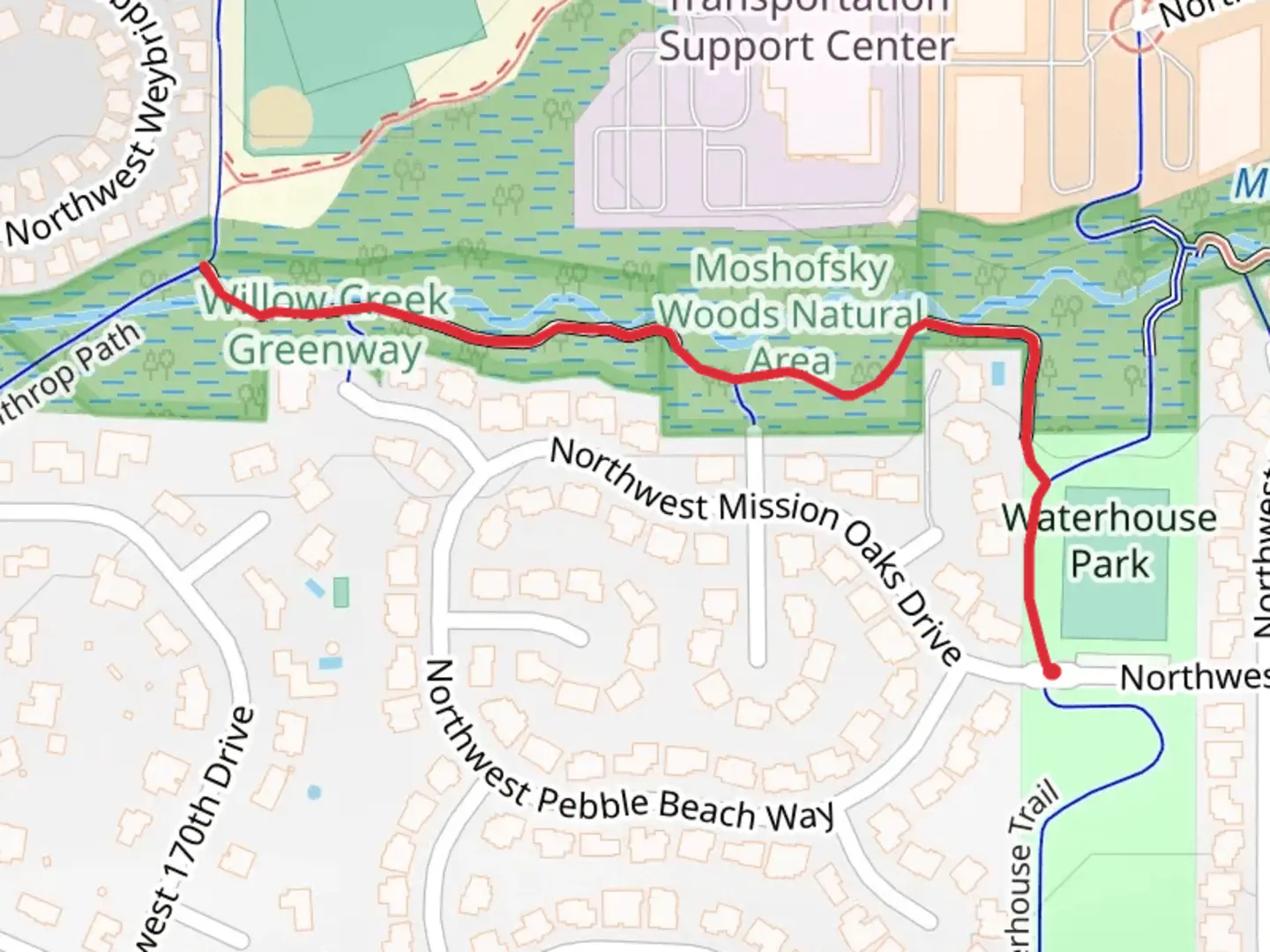 An image depicting the trail Waterhouse and Willow Creek Trail and its surrounding area.