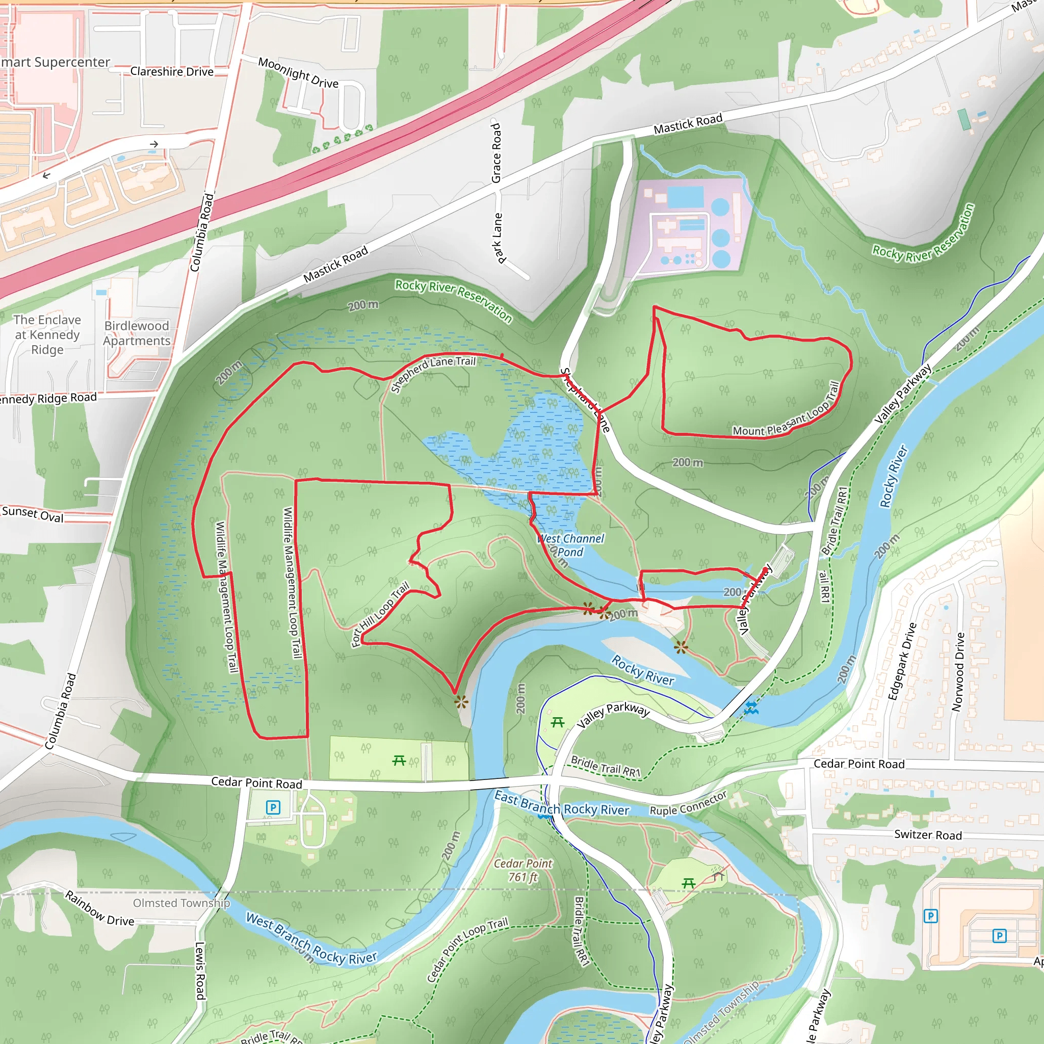 West Channel Pond and Mount Pleasant Loop Trail mobile static map