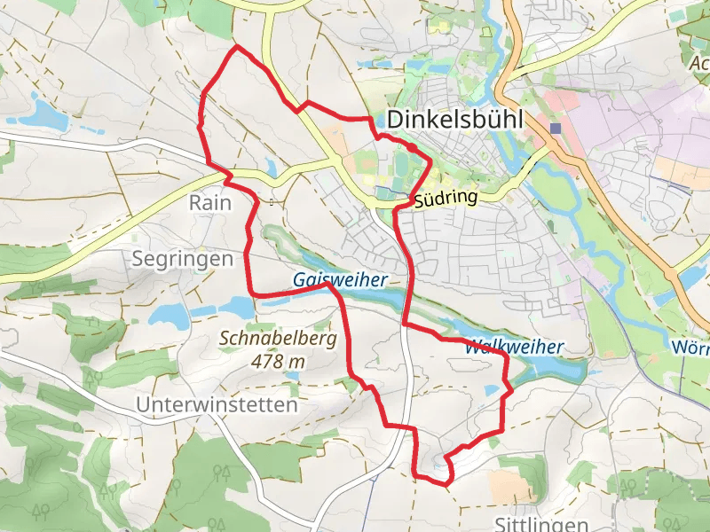 Gaisweiher via Rundweg Dinkelsbuehl