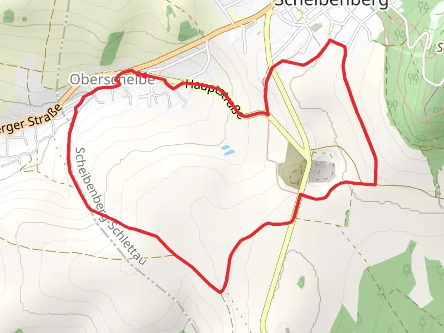 An image depicting the trail Oberscheibe Loop and its surrounding area.