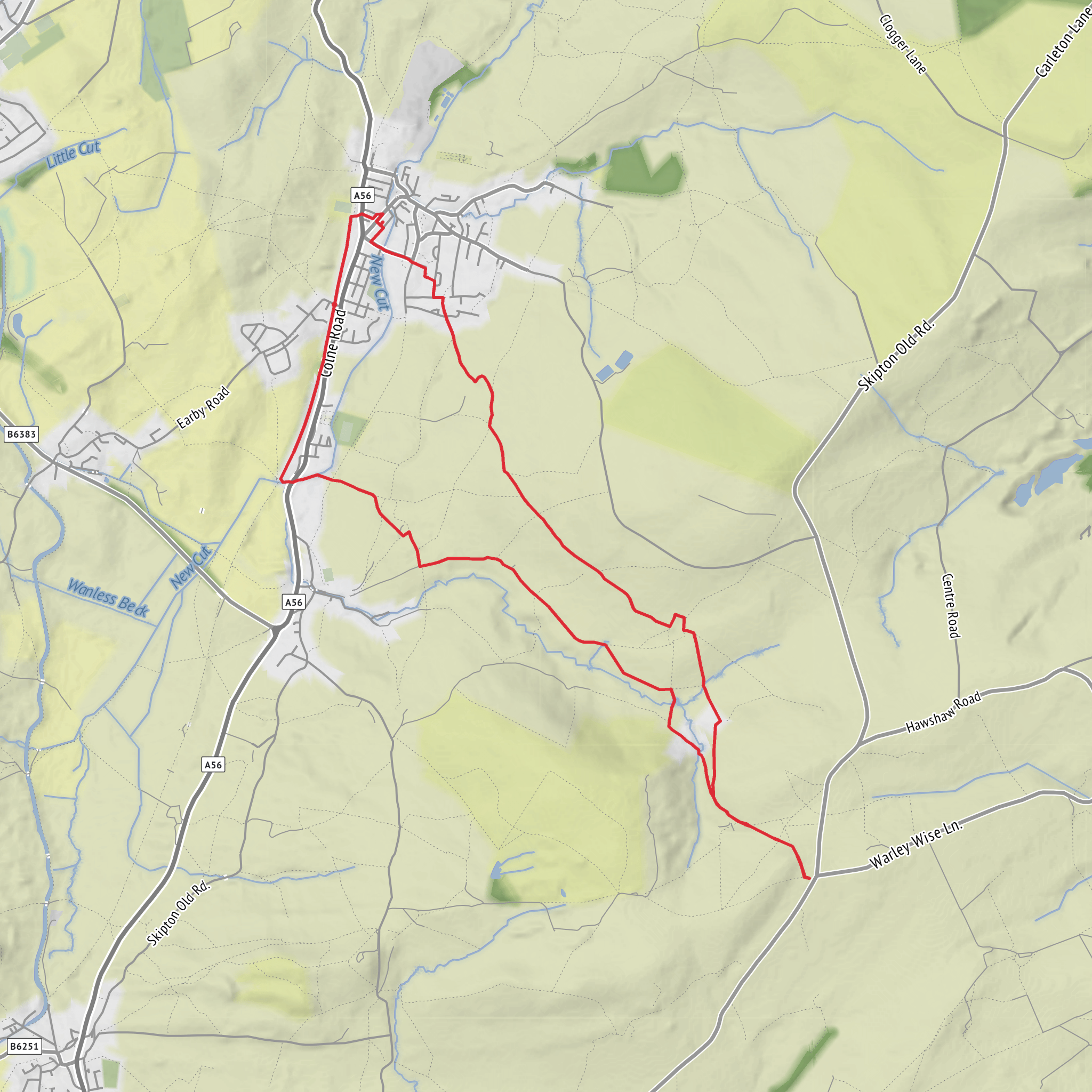 Hike from Earby to BLE mobile static map