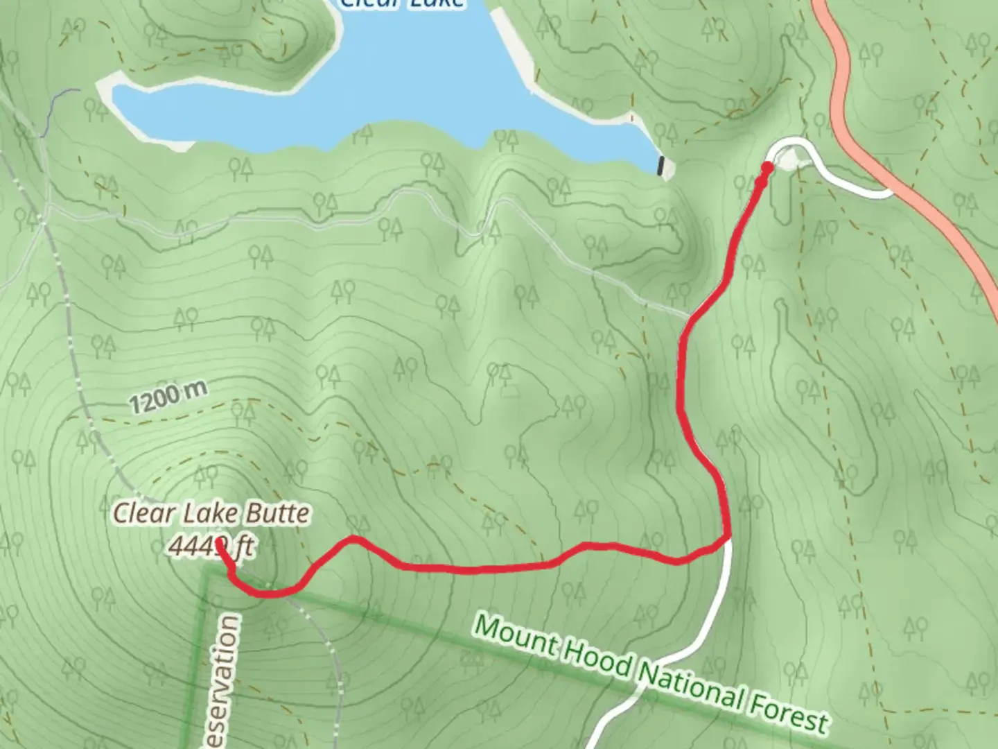 An image depicting the trail Clear Lake Butte Out and Back and its surrounding area.
