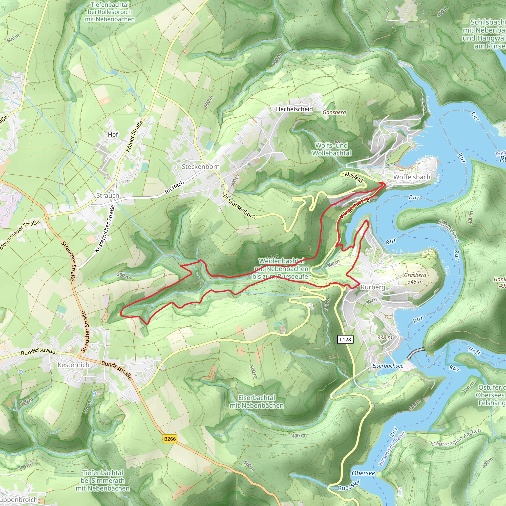 Rur, Weidenbachtal mit Nebenbaechen bis zum Rurseeufer via Weidenbachtal mobile static map
