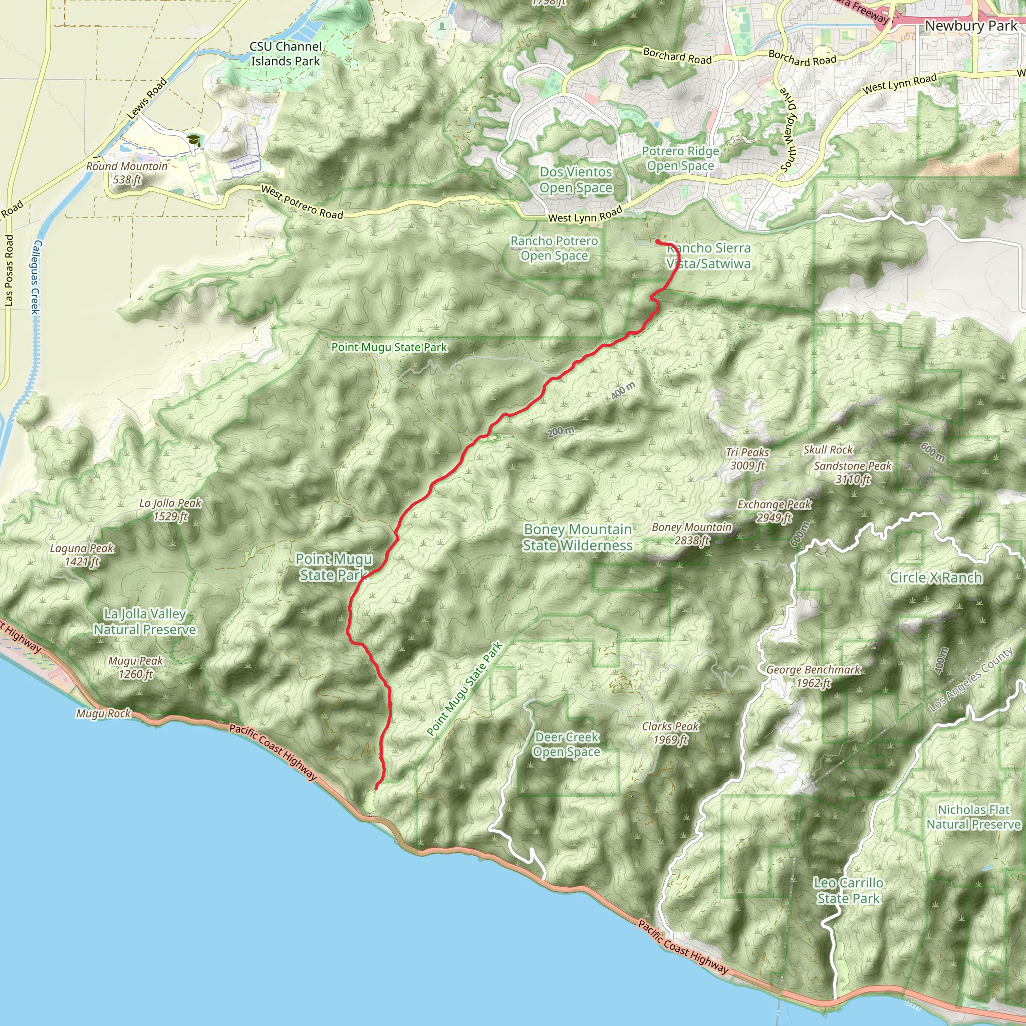 Sycamore Canyon Fire Road mobile static map