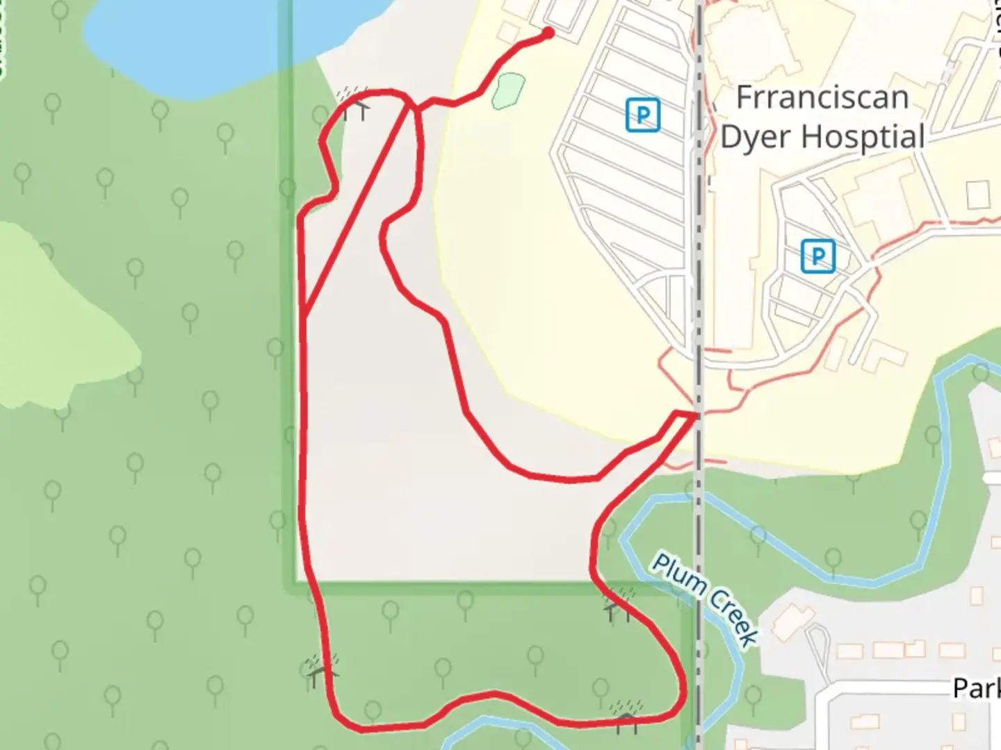 An image depicting the trail Plum Creek Drive Loop and its surrounding area.