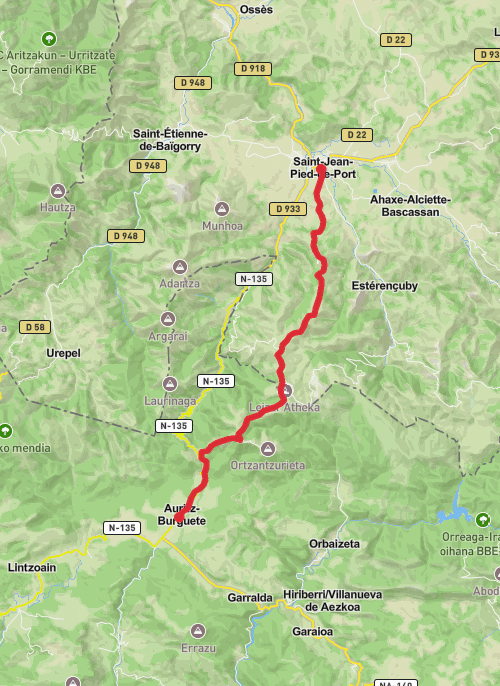 Hike on Camino Day 1 Alt 2 (Shorter) mobile static map