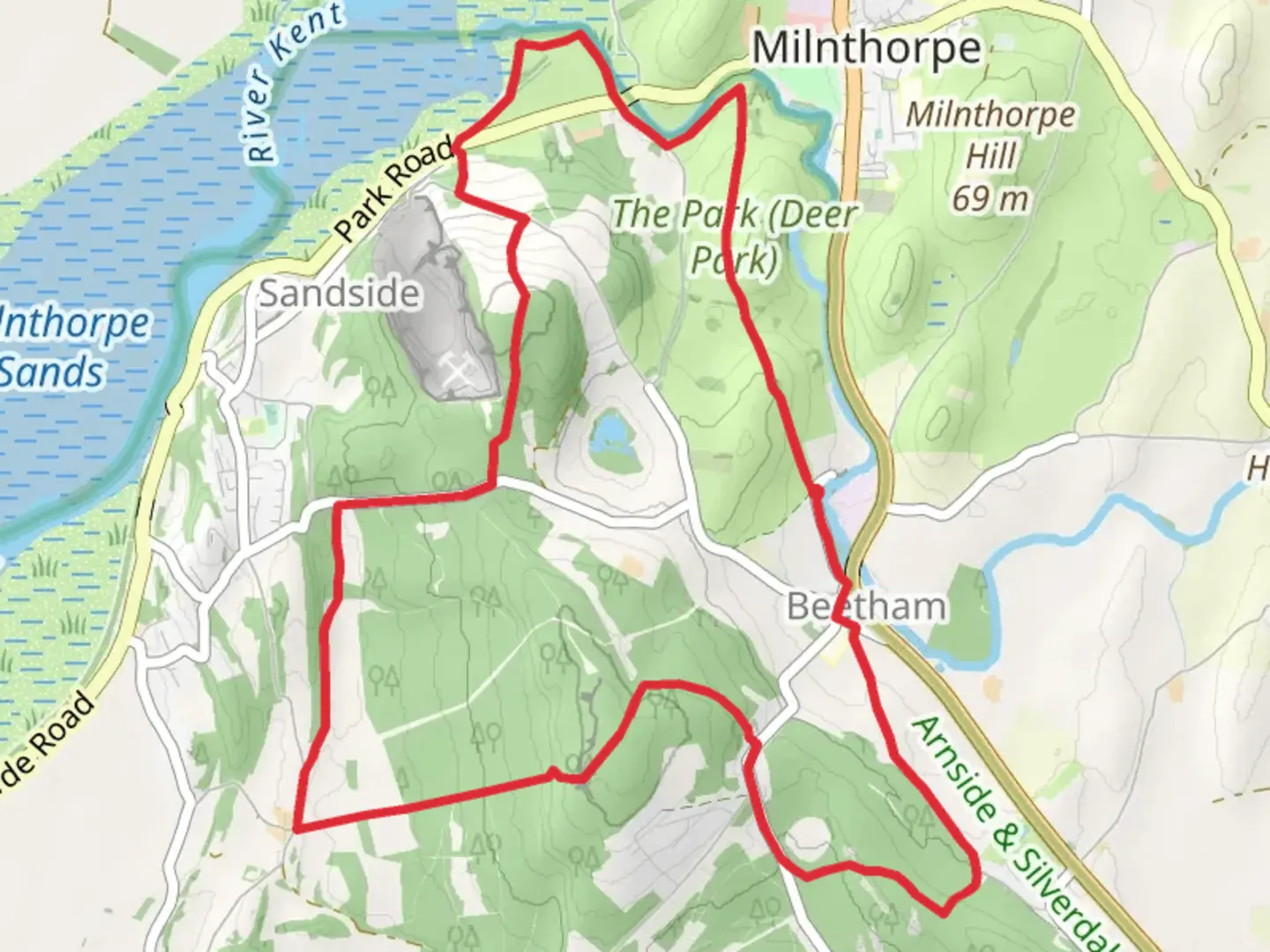 An image depicting the trail Haverbrack Bank and Beetham Loop and its surrounding area.