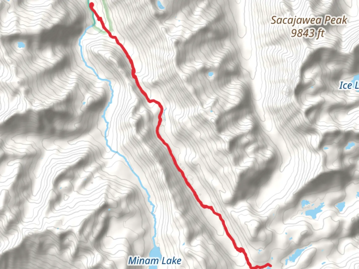 An image depicting the trail Mirror Lake via Minam Lake Trail and its surrounding area.
