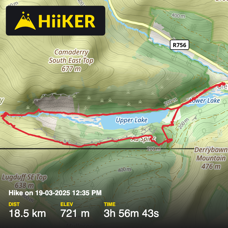 A map preview of the recording Hike on 19-03-2025 12:35 PM.