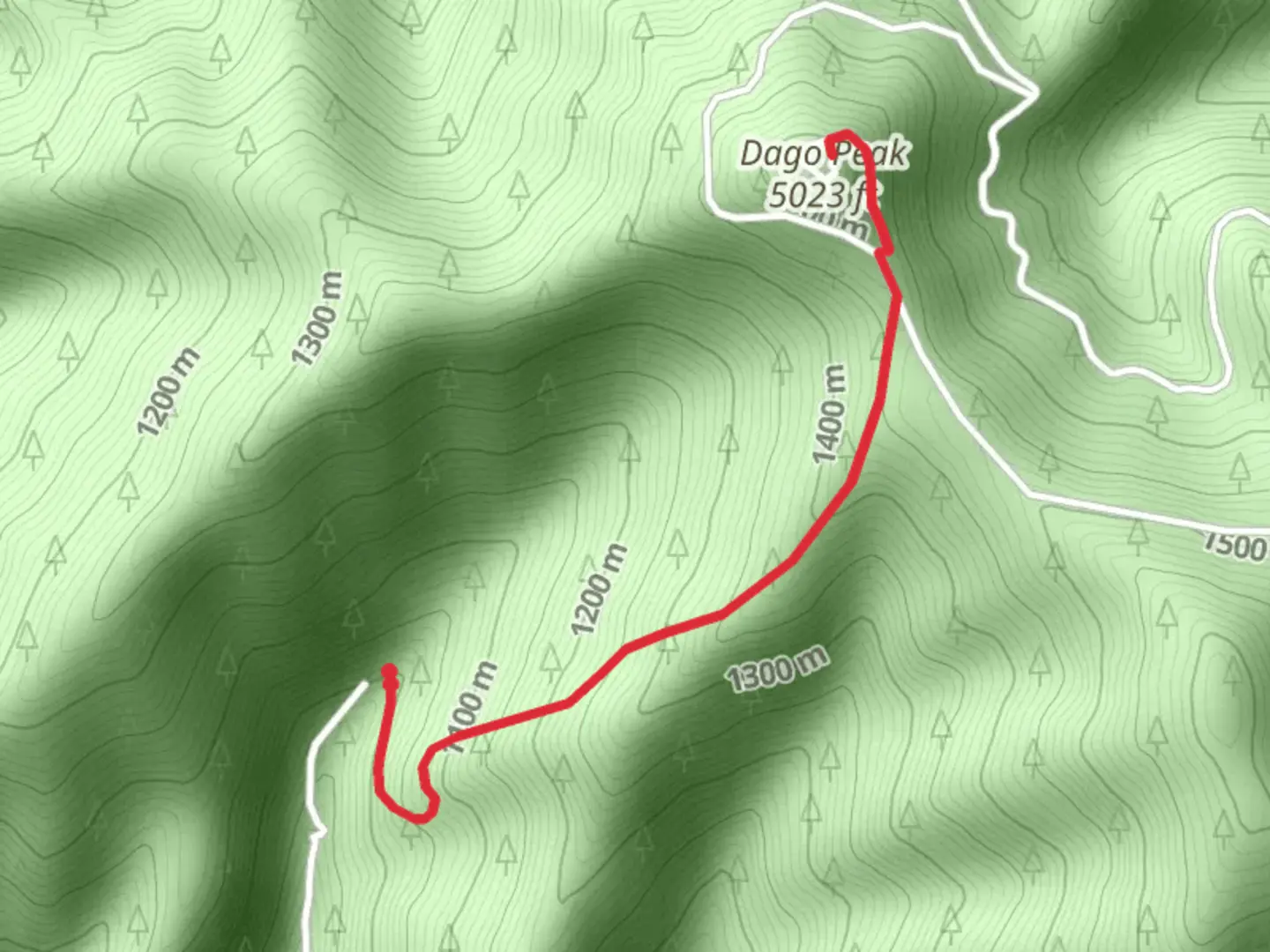 An image depicting the trail Dago Peak and its surrounding area.