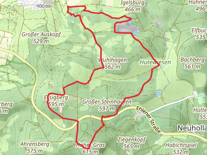 Hohes Gras, Essigberg, Silbersee and Großer Steinhaufen Loop via Vaake Brunslar