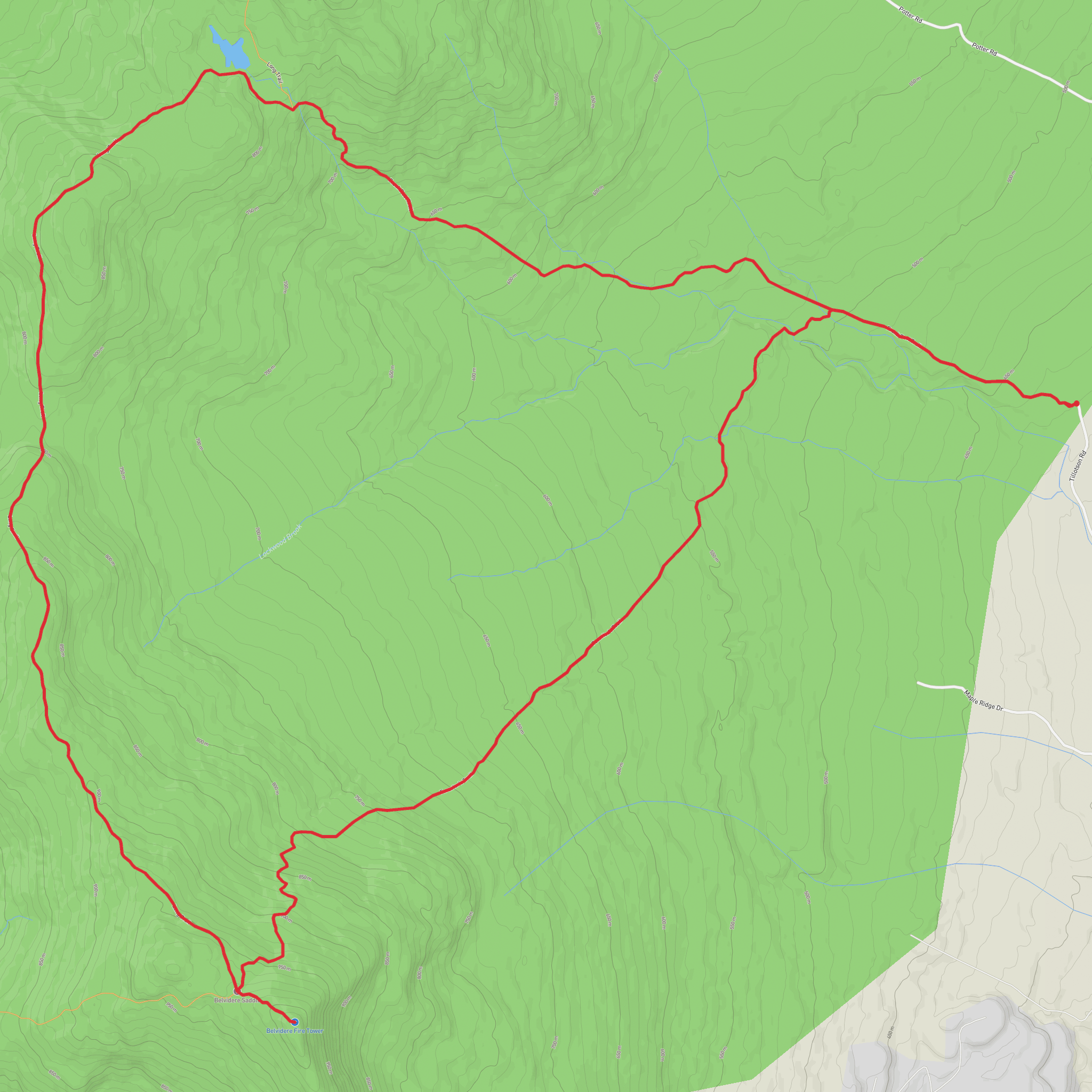 Belvidere Mountain via Forester's Trail, Long Trail and Frank Post Trail mobile static map