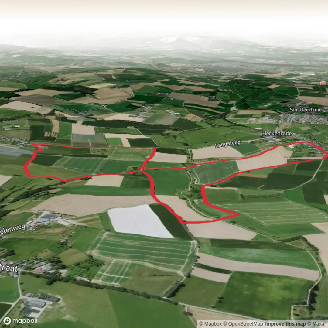An image depicting the trail Eijsden - Margraten Sint Geertruid and Mheer Loop and its surrounding area.