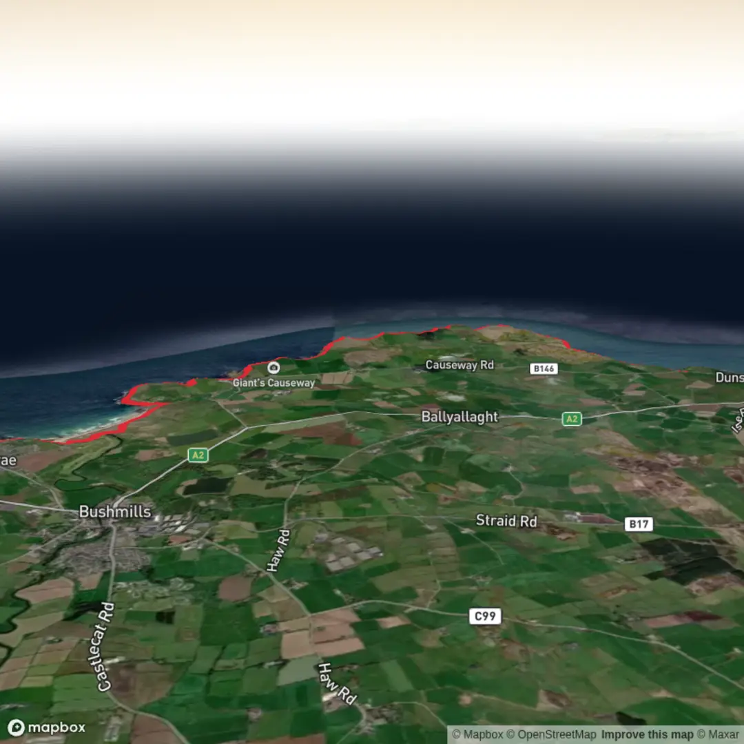 An image depicting the trail Causeway Coast: Portballintrae to Dunseverick and its surrounding area.